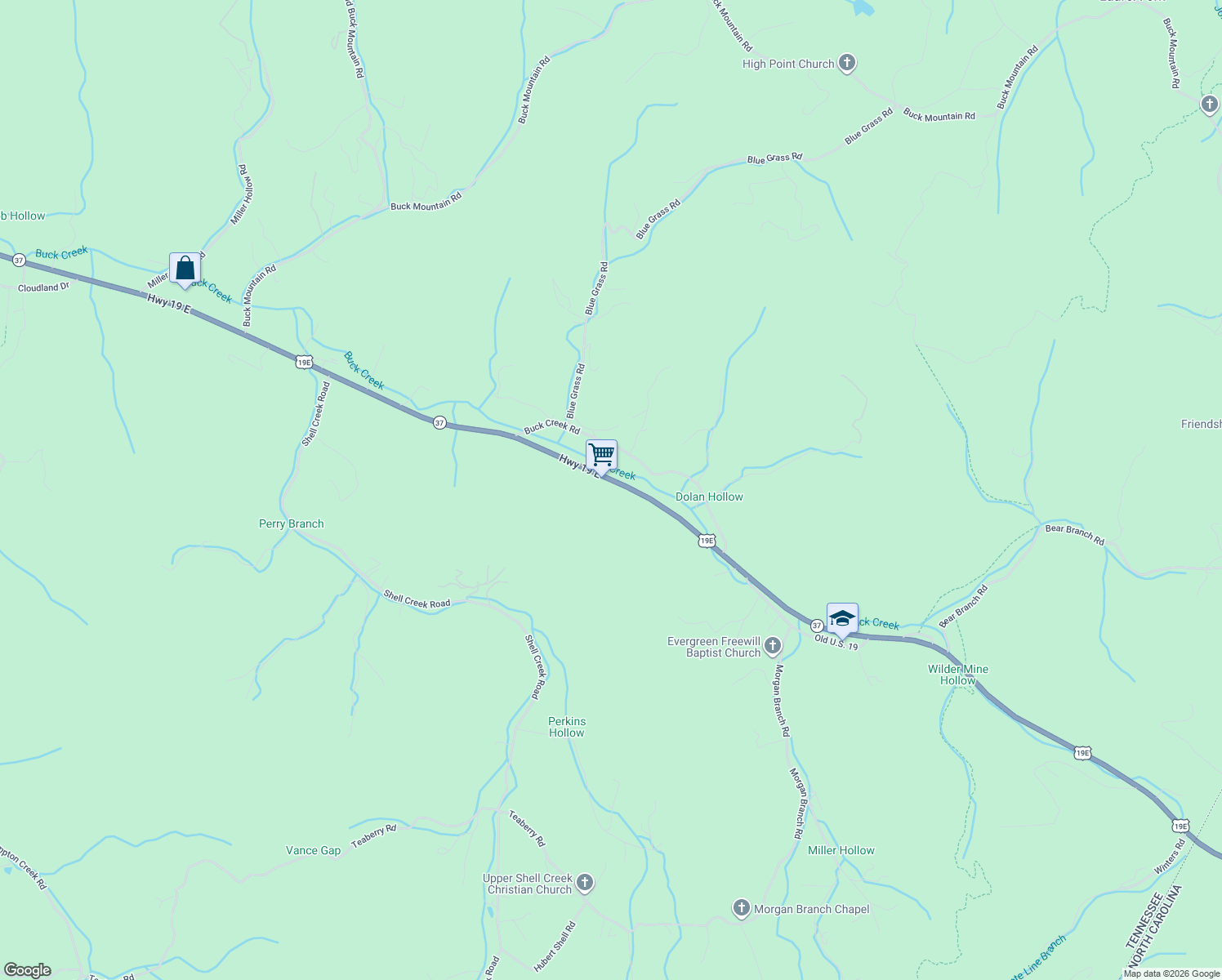 map of restaurants, bars, coffee shops, grocery stores, and more near 8916 U.S. 19E in Roan Mountain