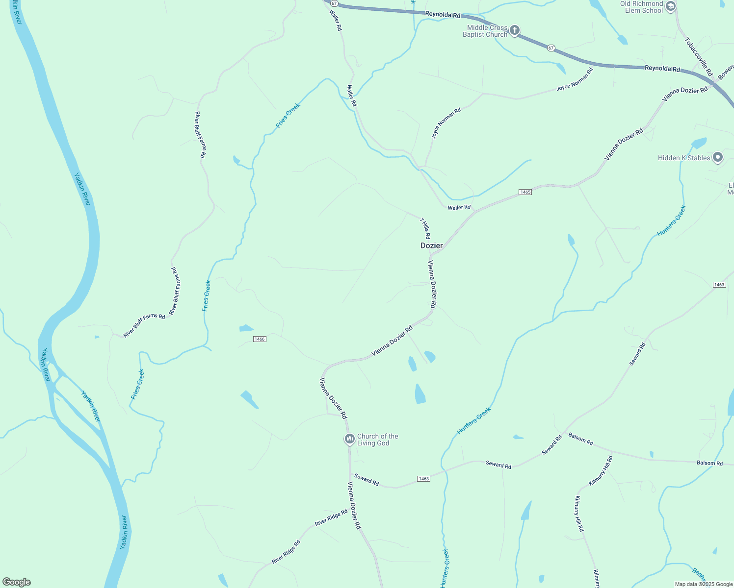 map of restaurants, bars, coffee shops, grocery stores, and more near 4985 Whitman Rd in Pfafftown