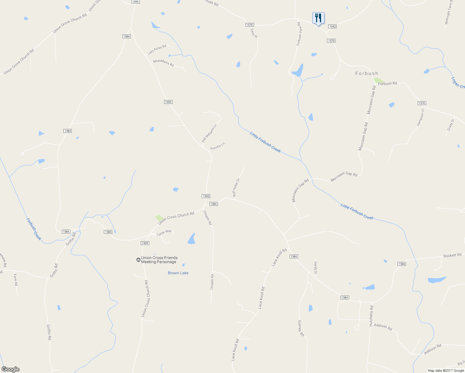 map of restaurants, bars, coffee shops, grocery stores, and more near 2445 Rockett Road in East Bend