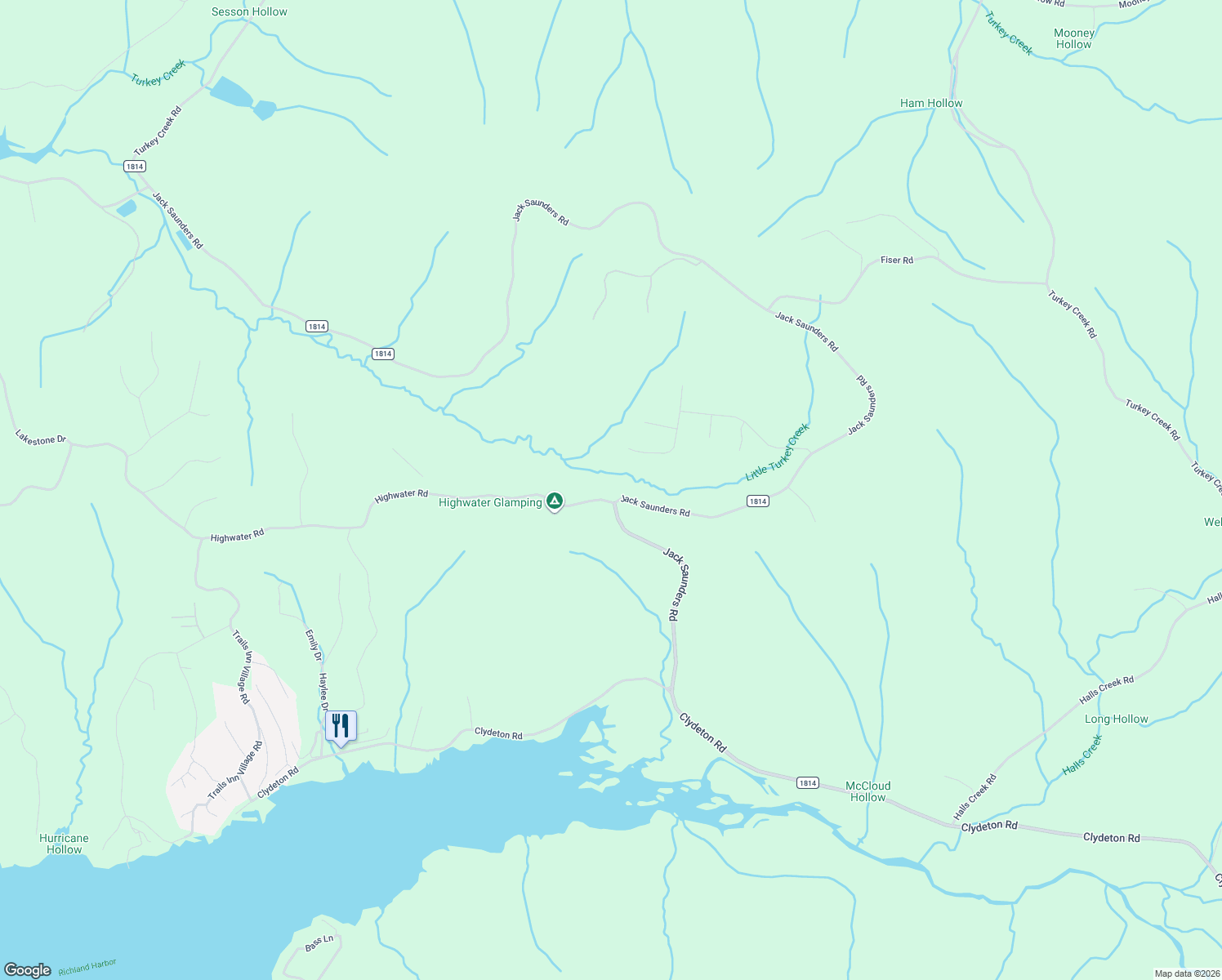 map of restaurants, bars, coffee shops, grocery stores, and more near 102 Highwater Lane in Waverly