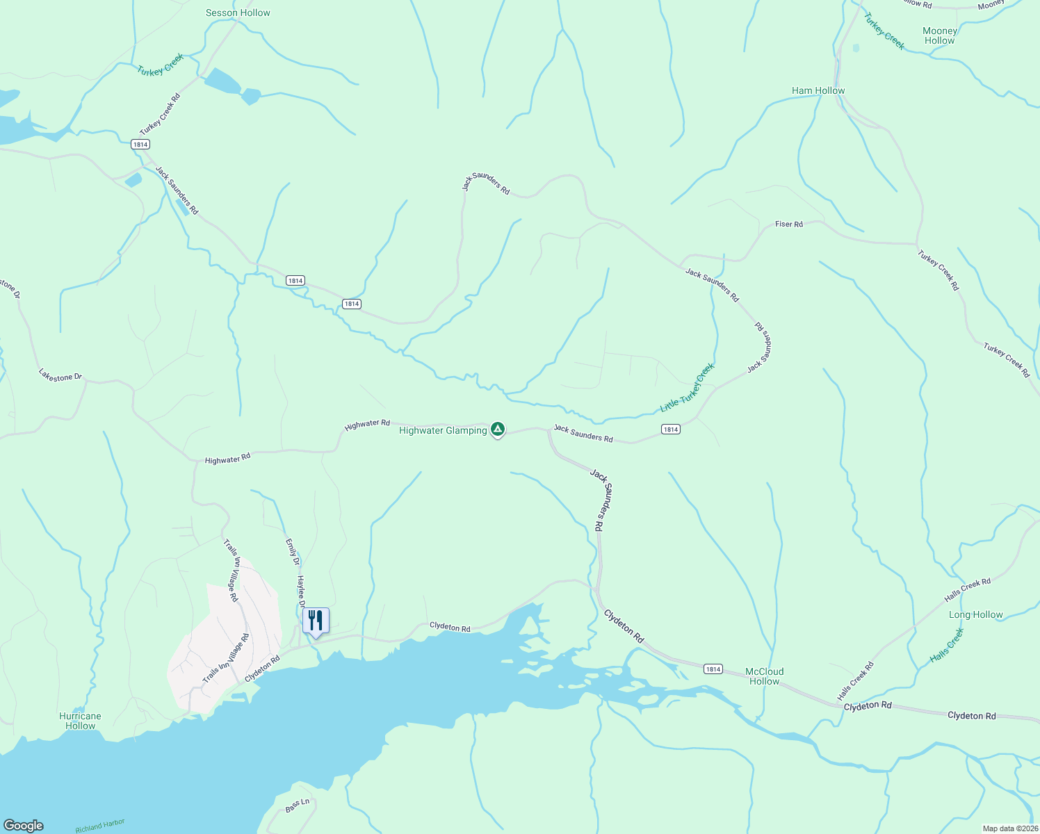 map of restaurants, bars, coffee shops, grocery stores, and more near 102 Highwater Lane in Waverly