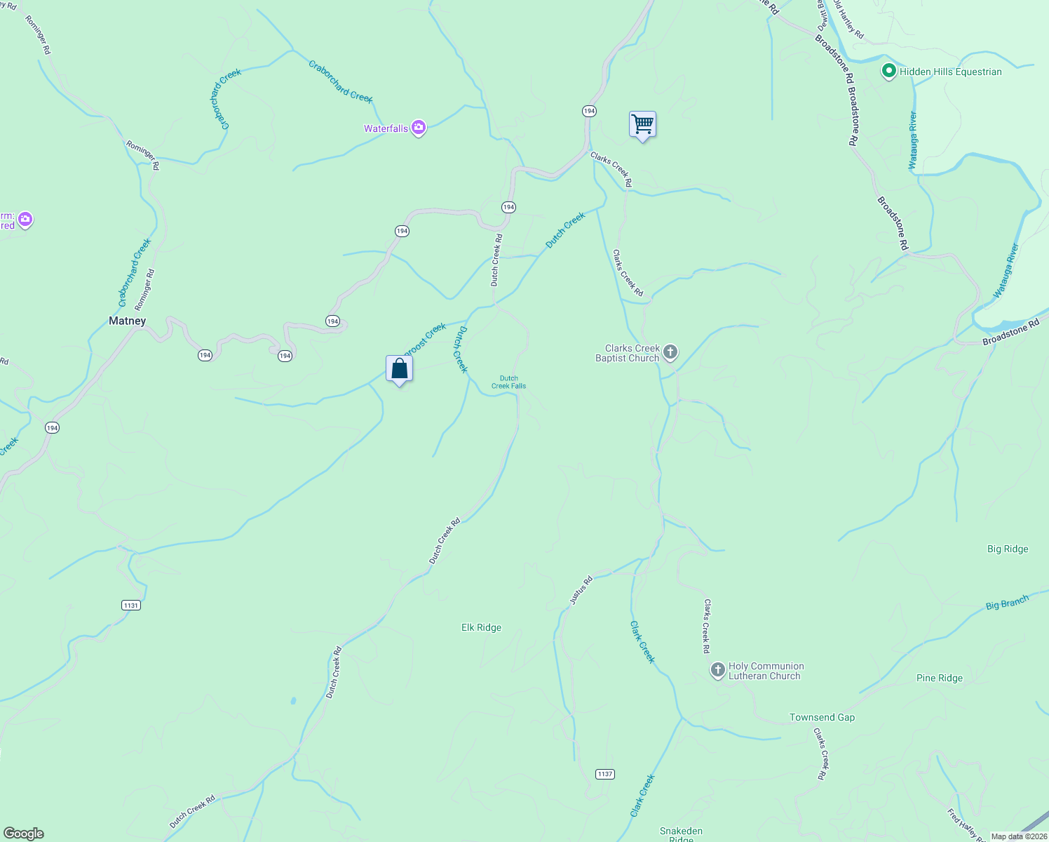 map of restaurants, bars, coffee shops, grocery stores, and more near 220 William Townsend Road in Banner Elk