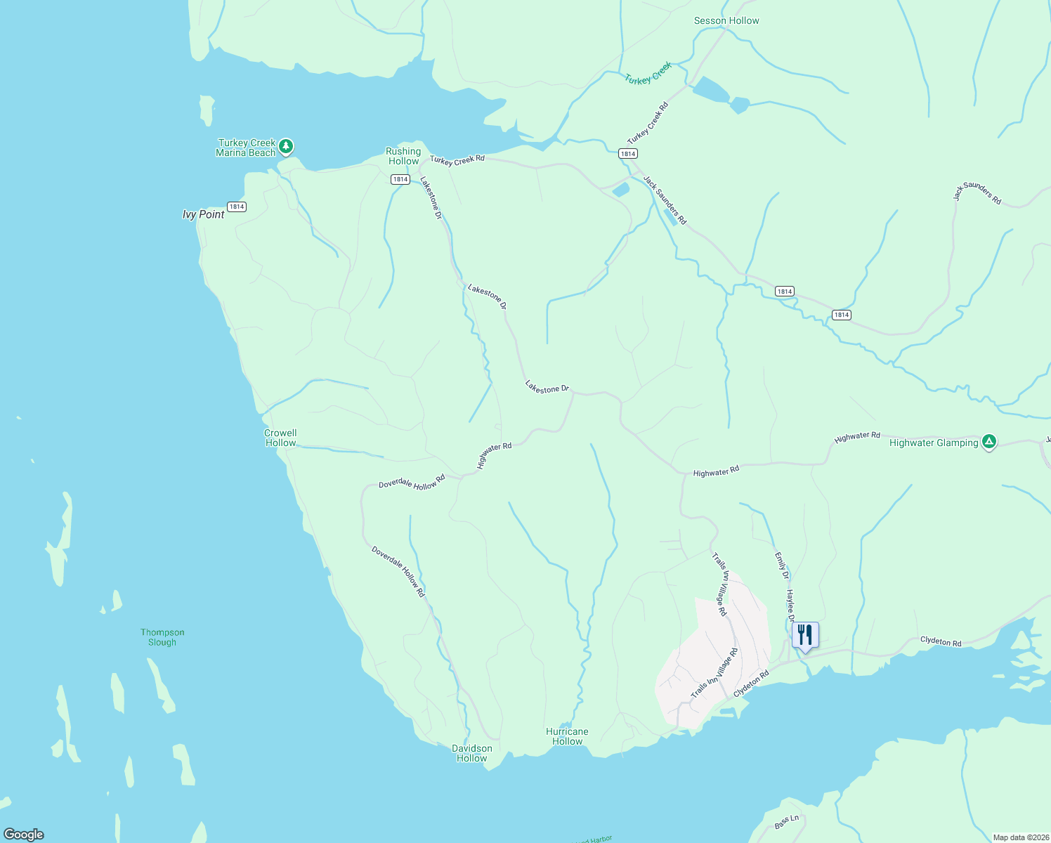 map of restaurants, bars, coffee shops, grocery stores, and more near 2146 Highwater Road in Waverly