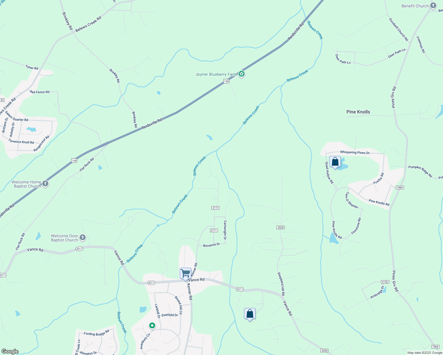 map of restaurants, bars, coffee shops, grocery stores, and more near 2015 Pondarosa Drive in Kernersville