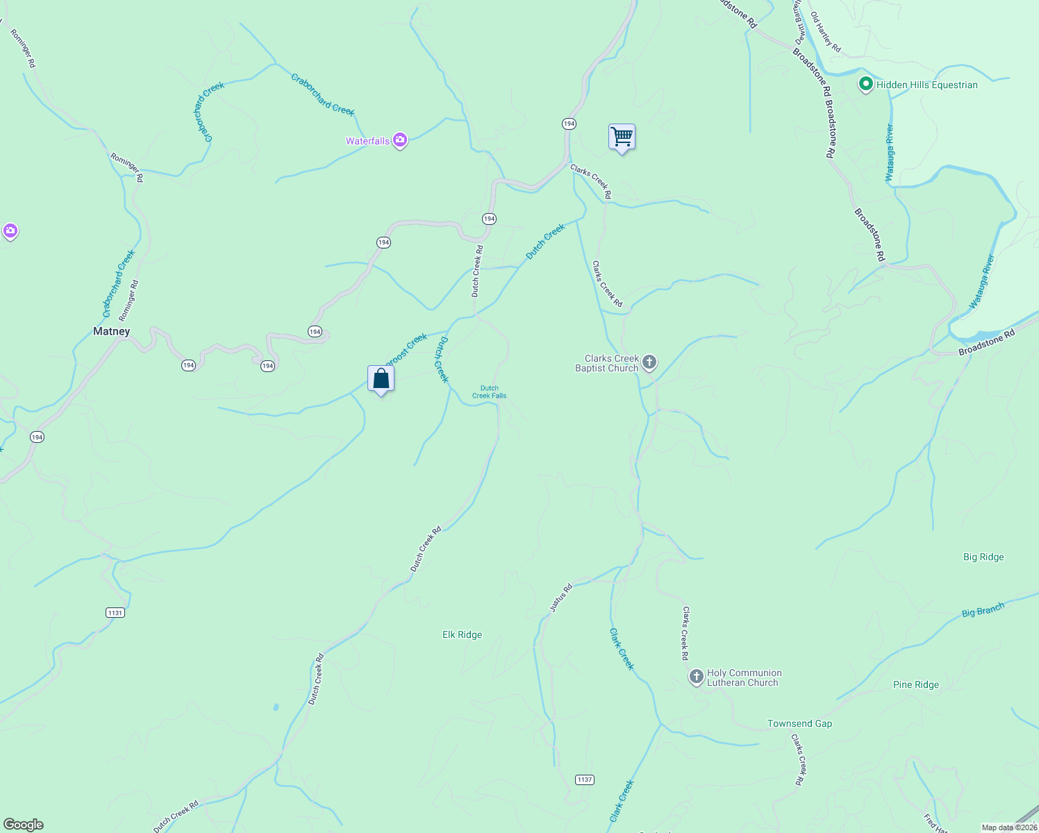 map of restaurants, bars, coffee shops, grocery stores, and more near 220 William Townsend Road in Banner Elk