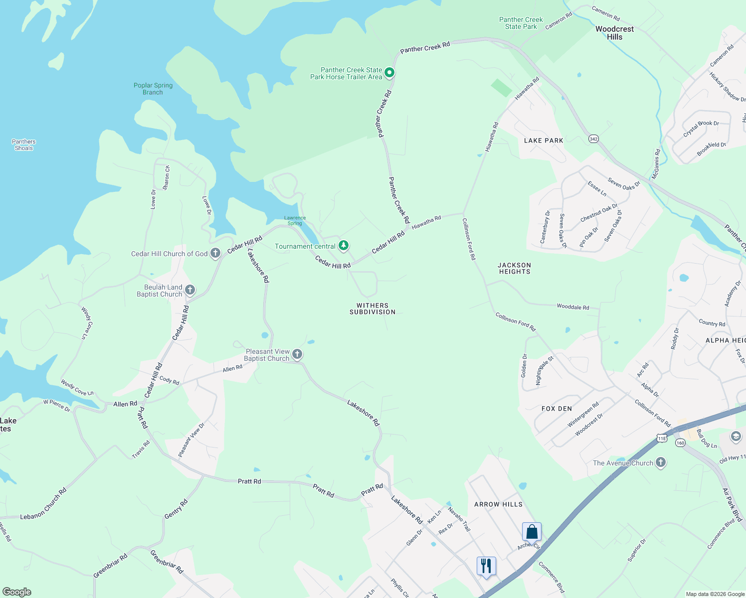 map of restaurants, bars, coffee shops, grocery stores, and more near 1798 Poplar Springs Road in Hamblen County