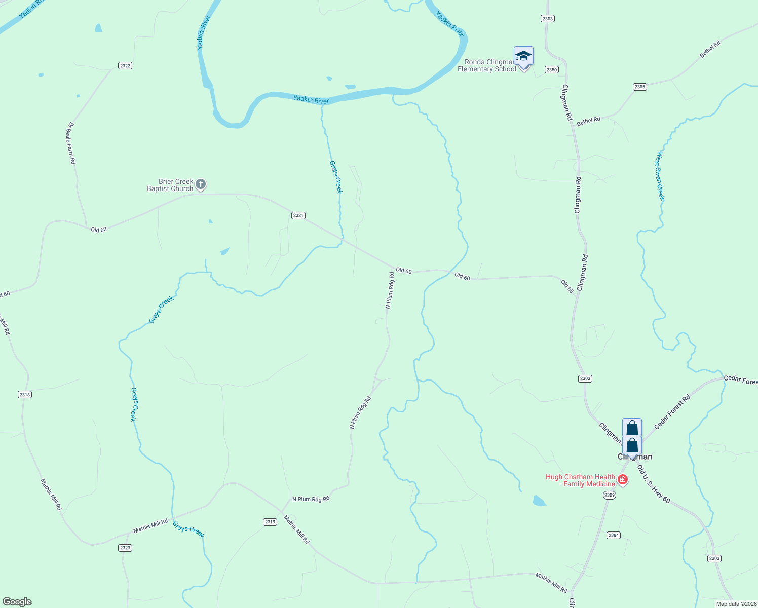 map of restaurants, bars, coffee shops, grocery stores, and more near 1401 Plum Ridge Road in Roaring River