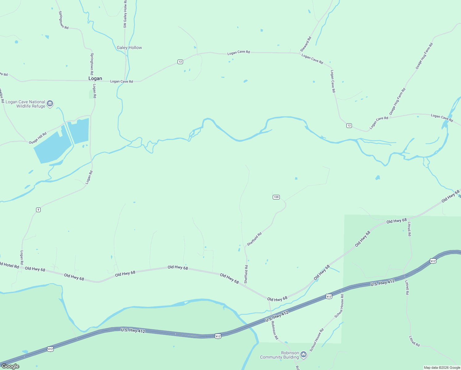 map of restaurants, bars, coffee shops, grocery stores, and more near 15829 Sheffield Road in Siloam Springs