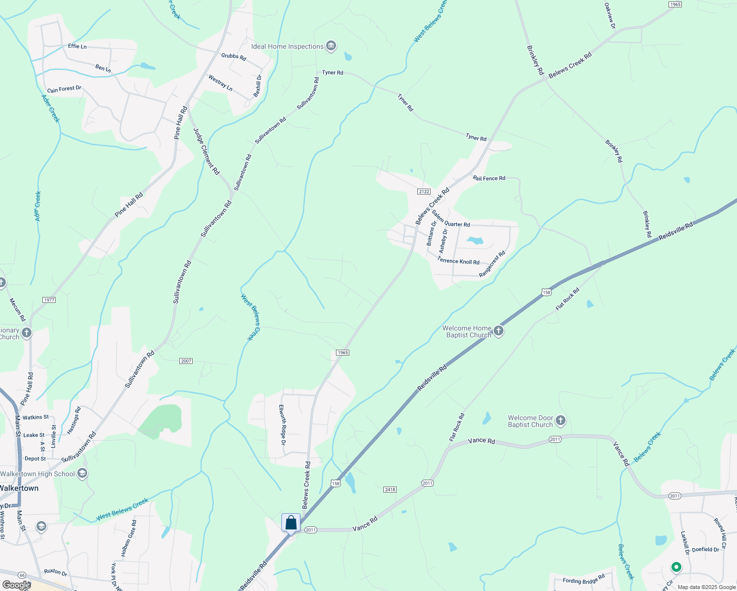 map of restaurants, bars, coffee shops, grocery stores, and more near 6631 Riverwood Rd in Walkertown