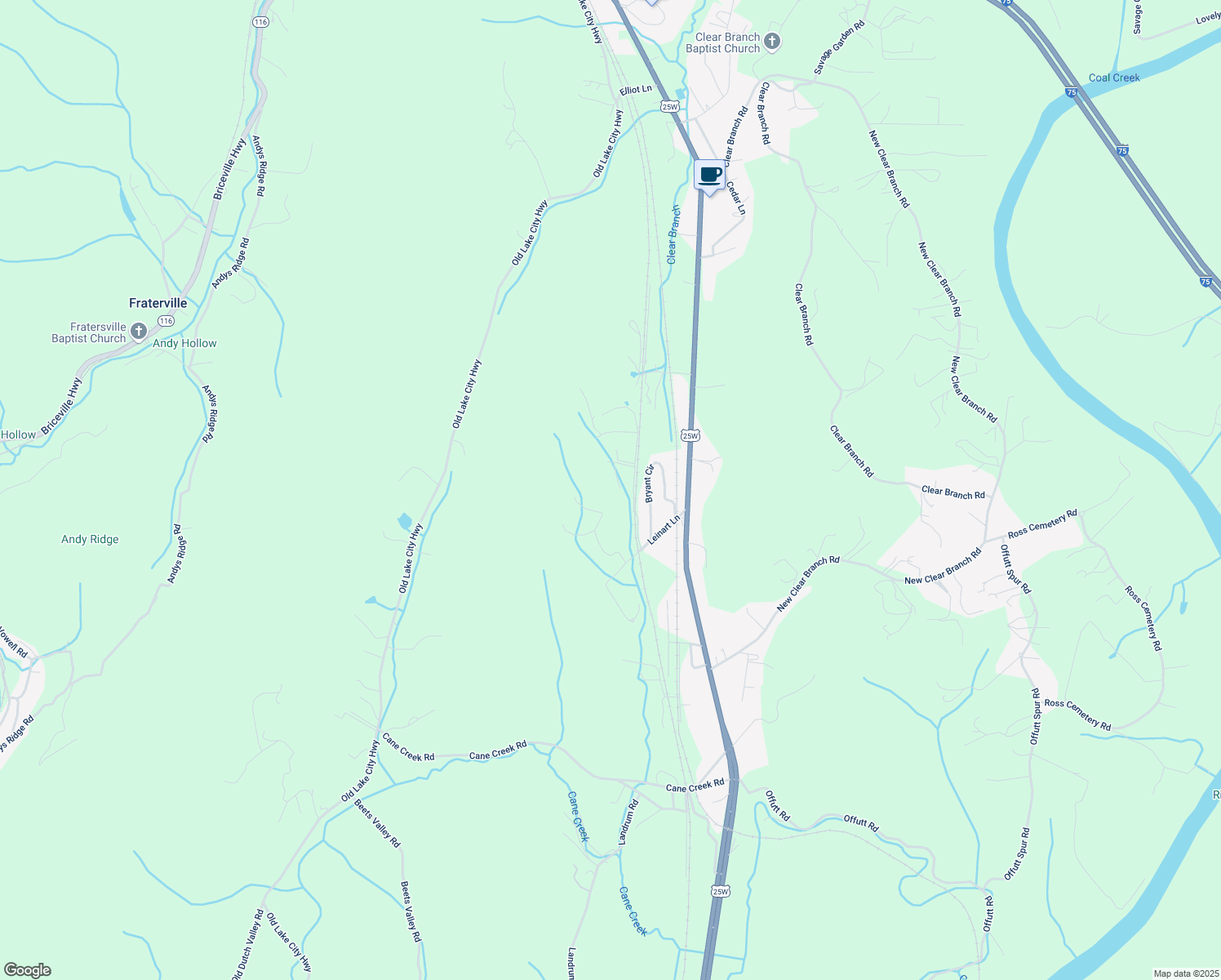 map of restaurants, bars, coffee shops, grocery stores, and more near 139 Old Bryant Lane in Rocky Top