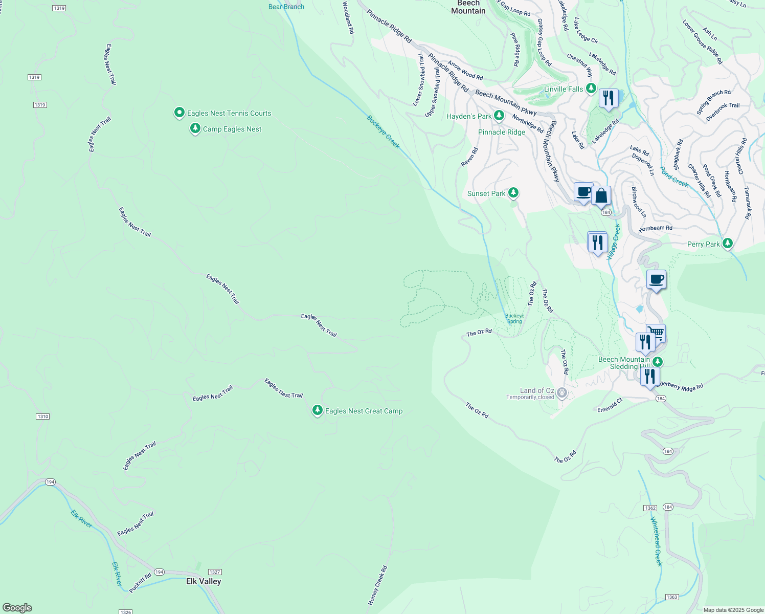 map of restaurants, bars, coffee shops, grocery stores, and more near 400 Lodge Ridge Trail in Banner Elk