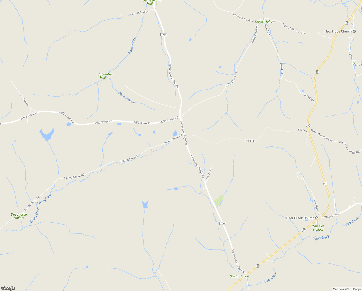 map of restaurants, bars, coffee shops, grocery stores, and more near 1433 Tennessee Ridge Road in Waverly