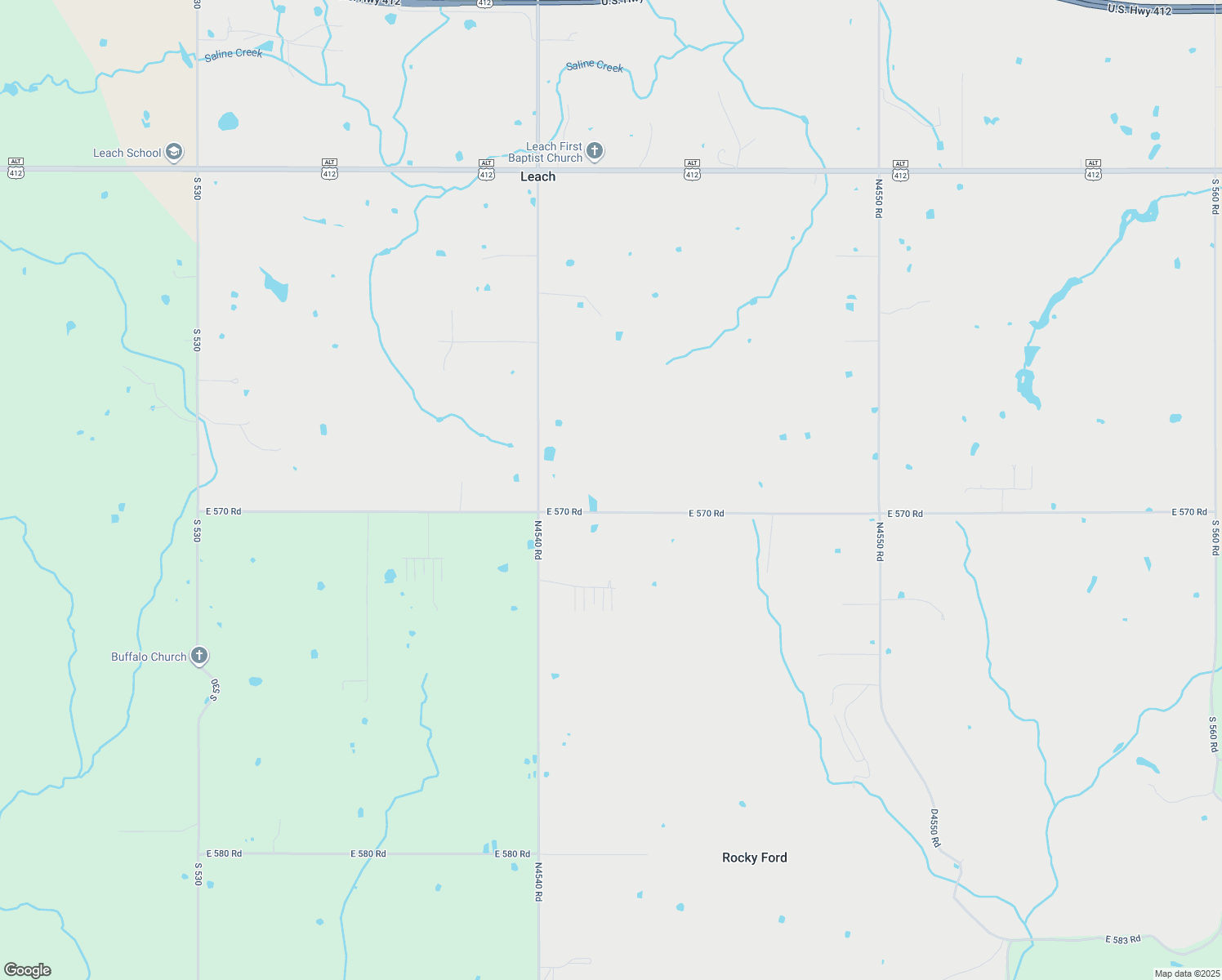map of restaurants, bars, coffee shops, grocery stores, and more near 5200 E 570 Rd in Rose