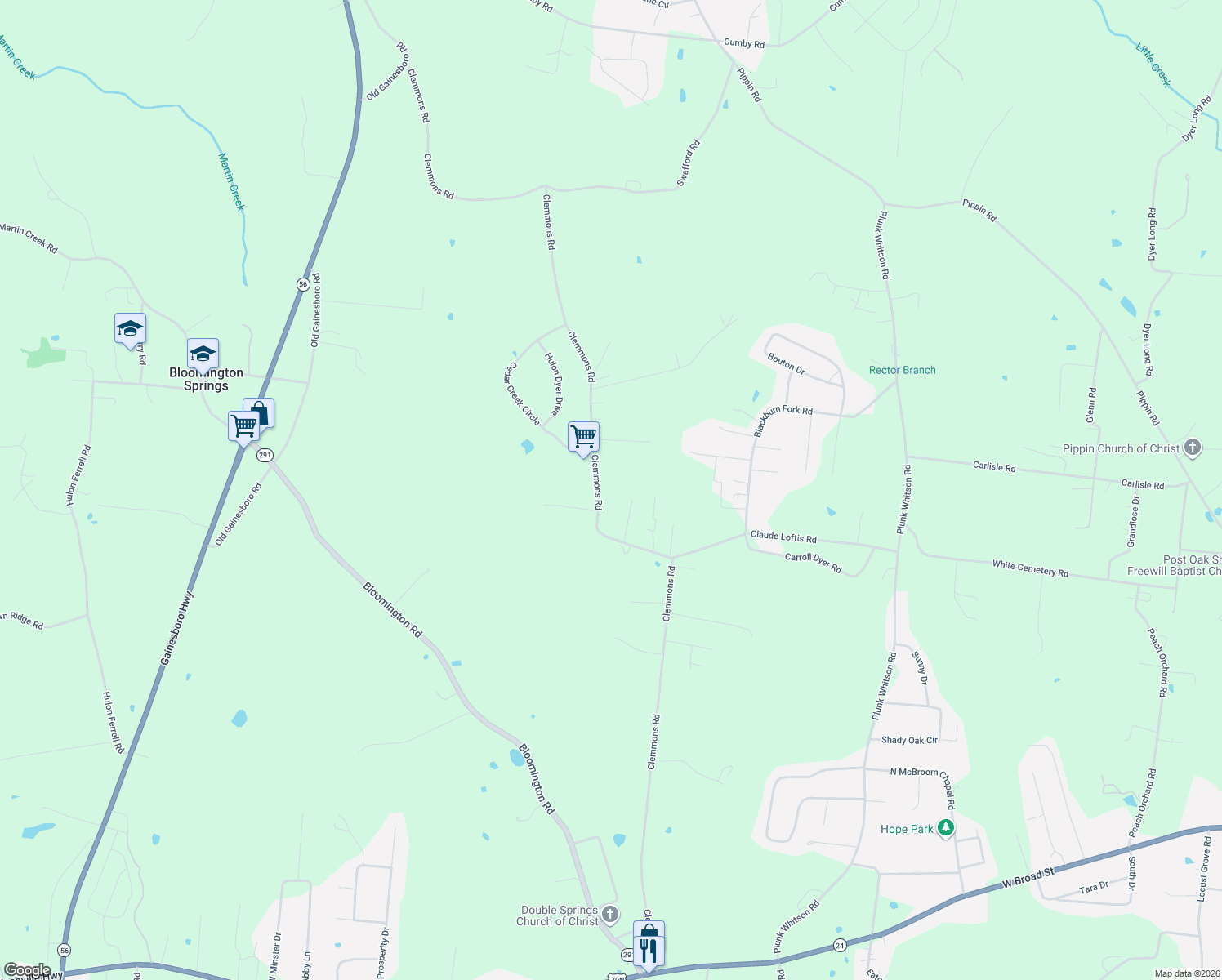 map of restaurants, bars, coffee shops, grocery stores, and more near 1567 Clemmons Rd in Cookeville