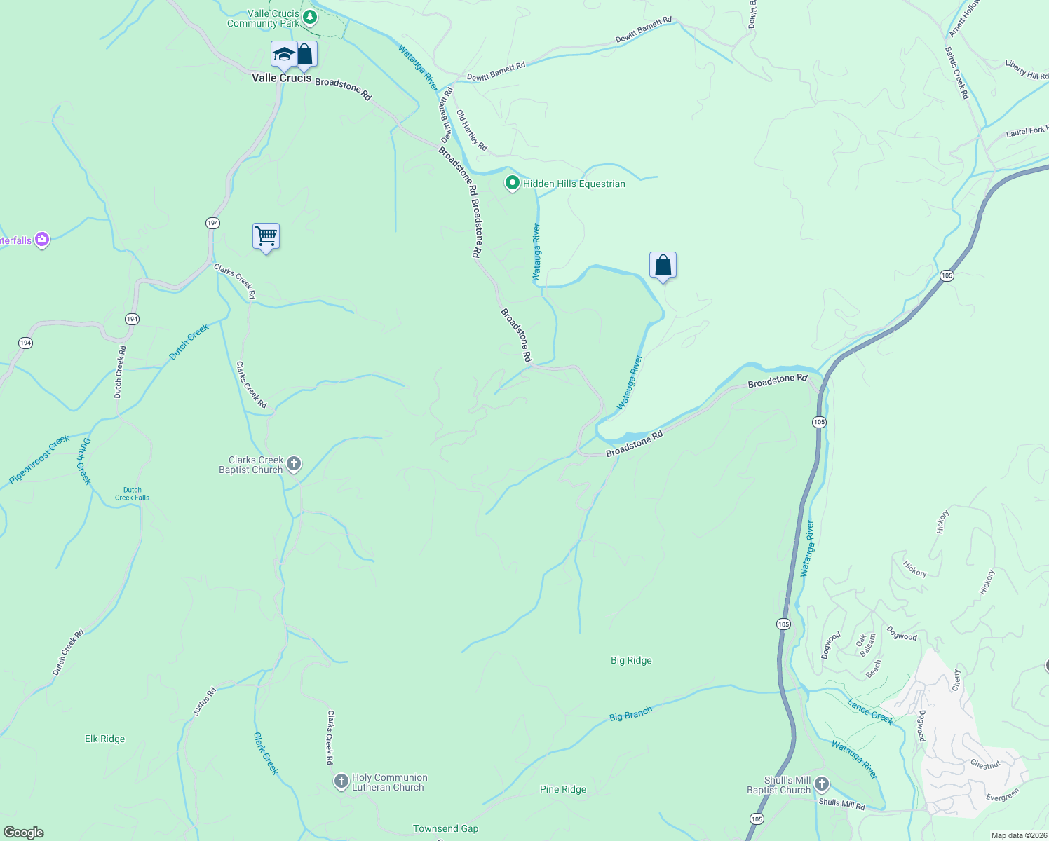 map of restaurants, bars, coffee shops, grocery stores, and more near 235 Springhollow Road in Beech Mountain
