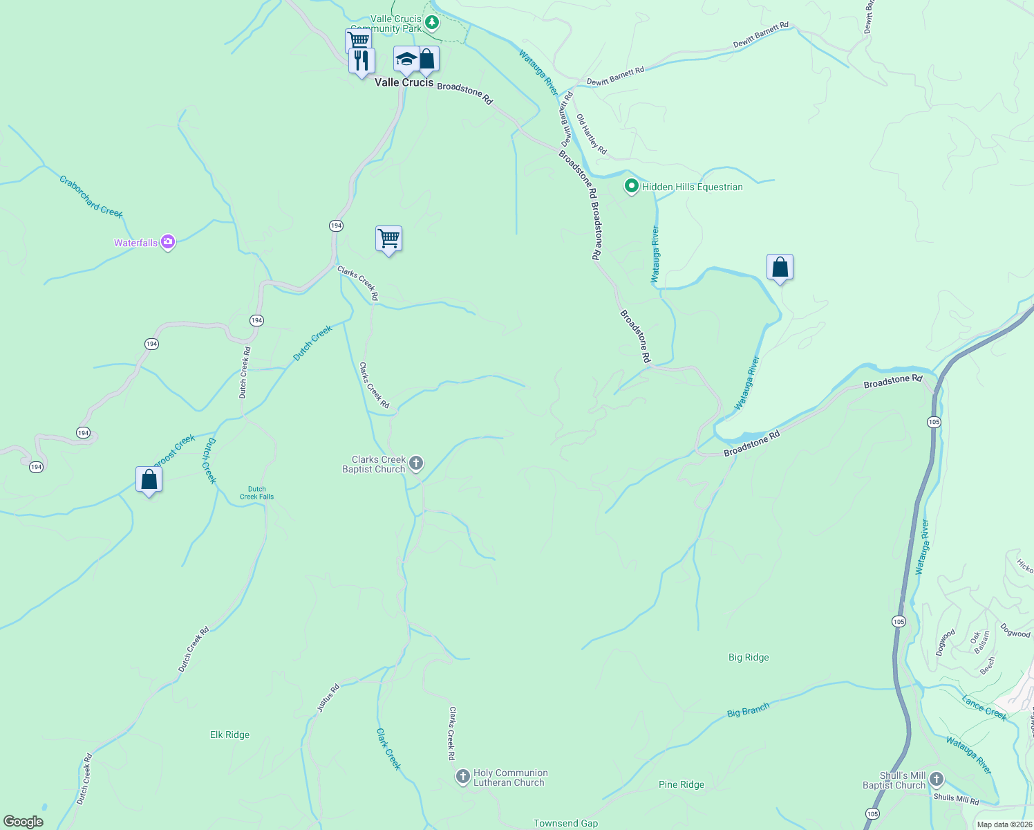 map of restaurants, bars, coffee shops, grocery stores, and more near 908 Daisy Ridge Road in Banner Elk