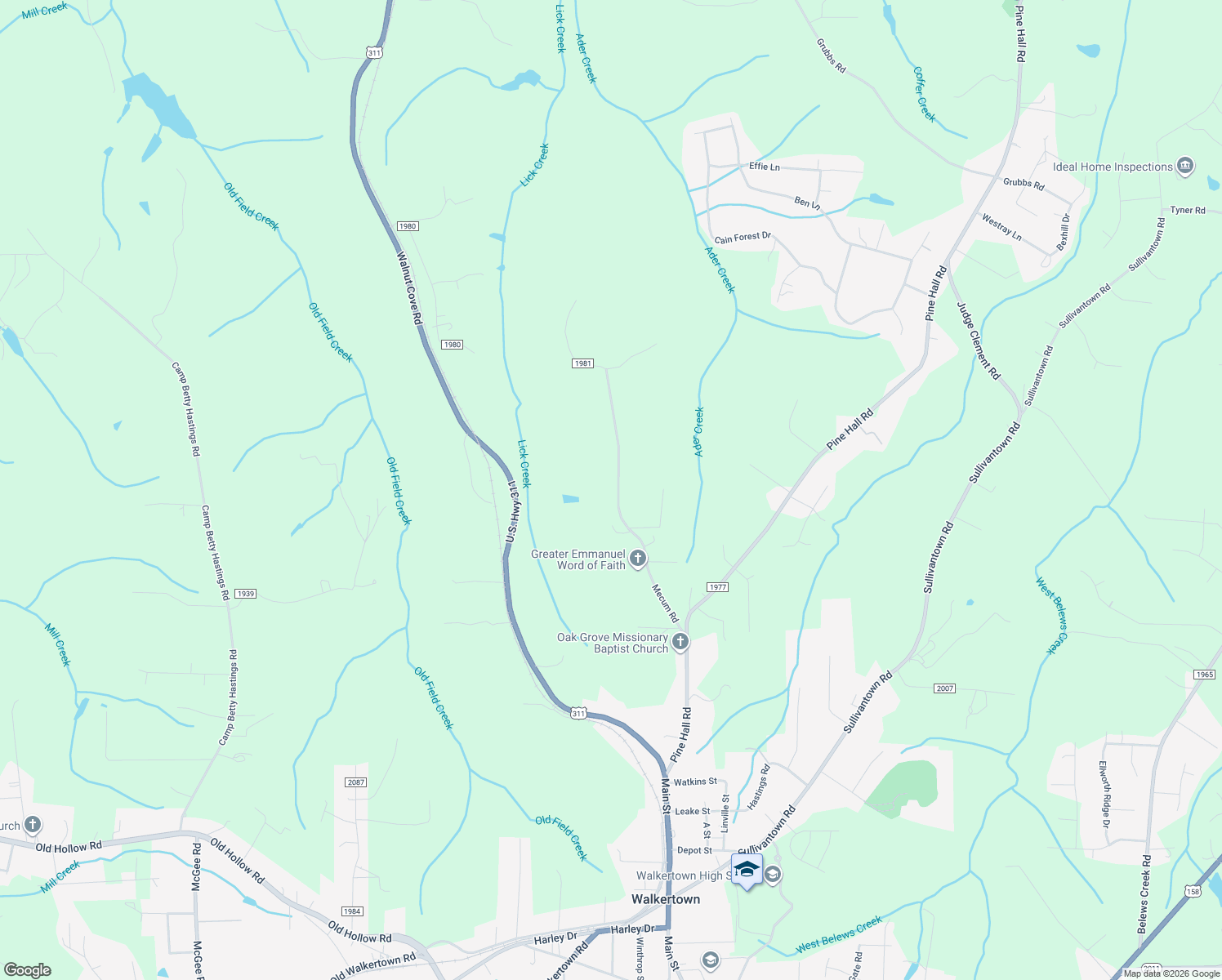 map of restaurants, bars, coffee shops, grocery stores, and more near 4260 Mecum Road in Walkertown