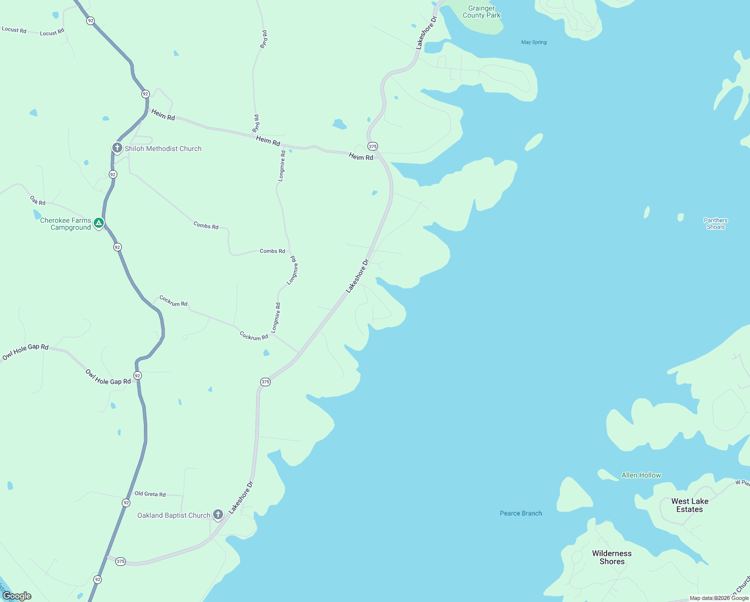 map of restaurants, bars, coffee shops, grocery stores, and more near 206 Sequoyah Trail in Rutledge