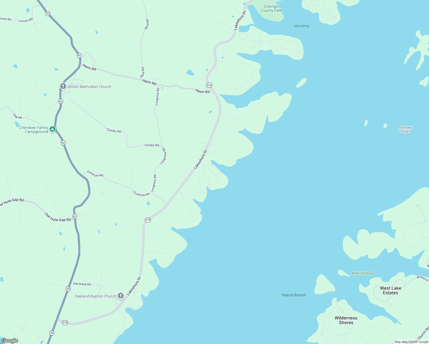 map of restaurants, bars, coffee shops, grocery stores, and more near 199 Sequoyah Trail in Rutledge