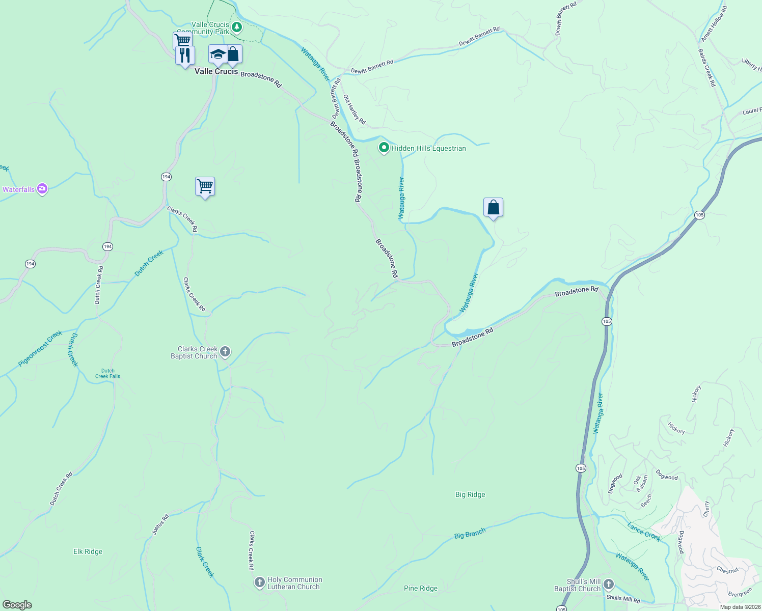 map of restaurants, bars, coffee shops, grocery stores, and more near 235 Spring Hollow Road in Beech Mountain