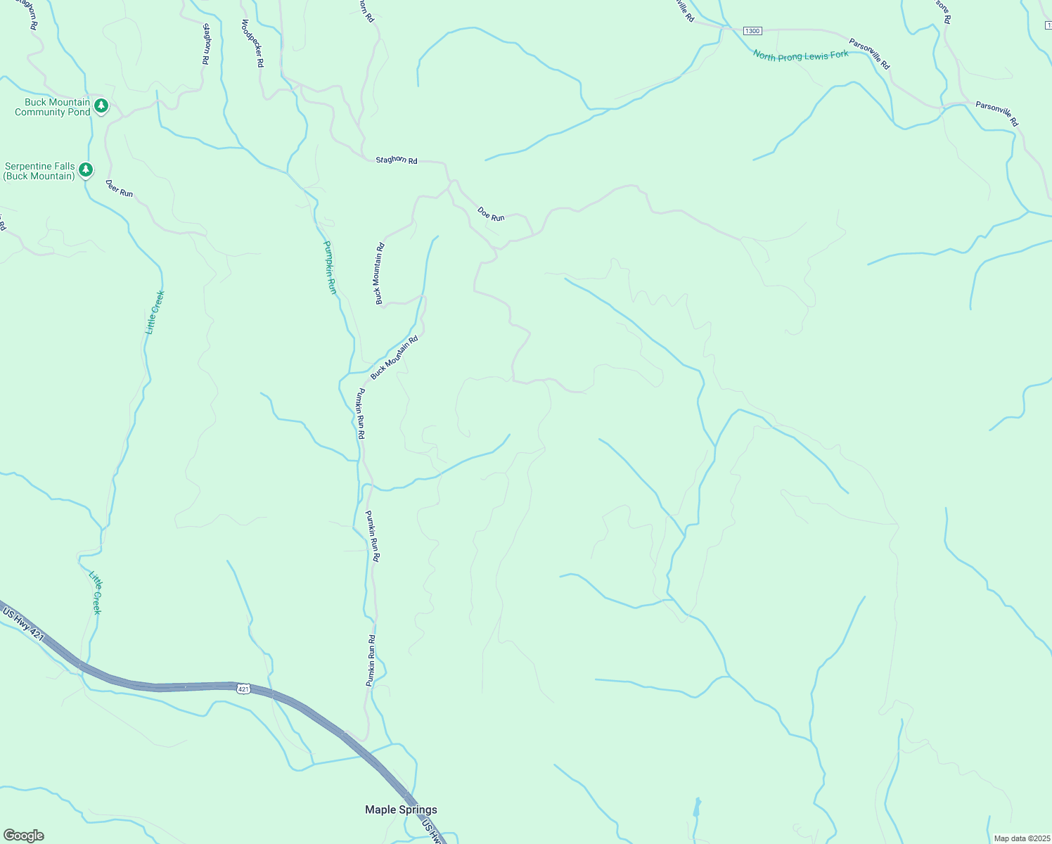 map of restaurants, bars, coffee shops, grocery stores, and more near 2124 Buck Mountain Road in Purlear