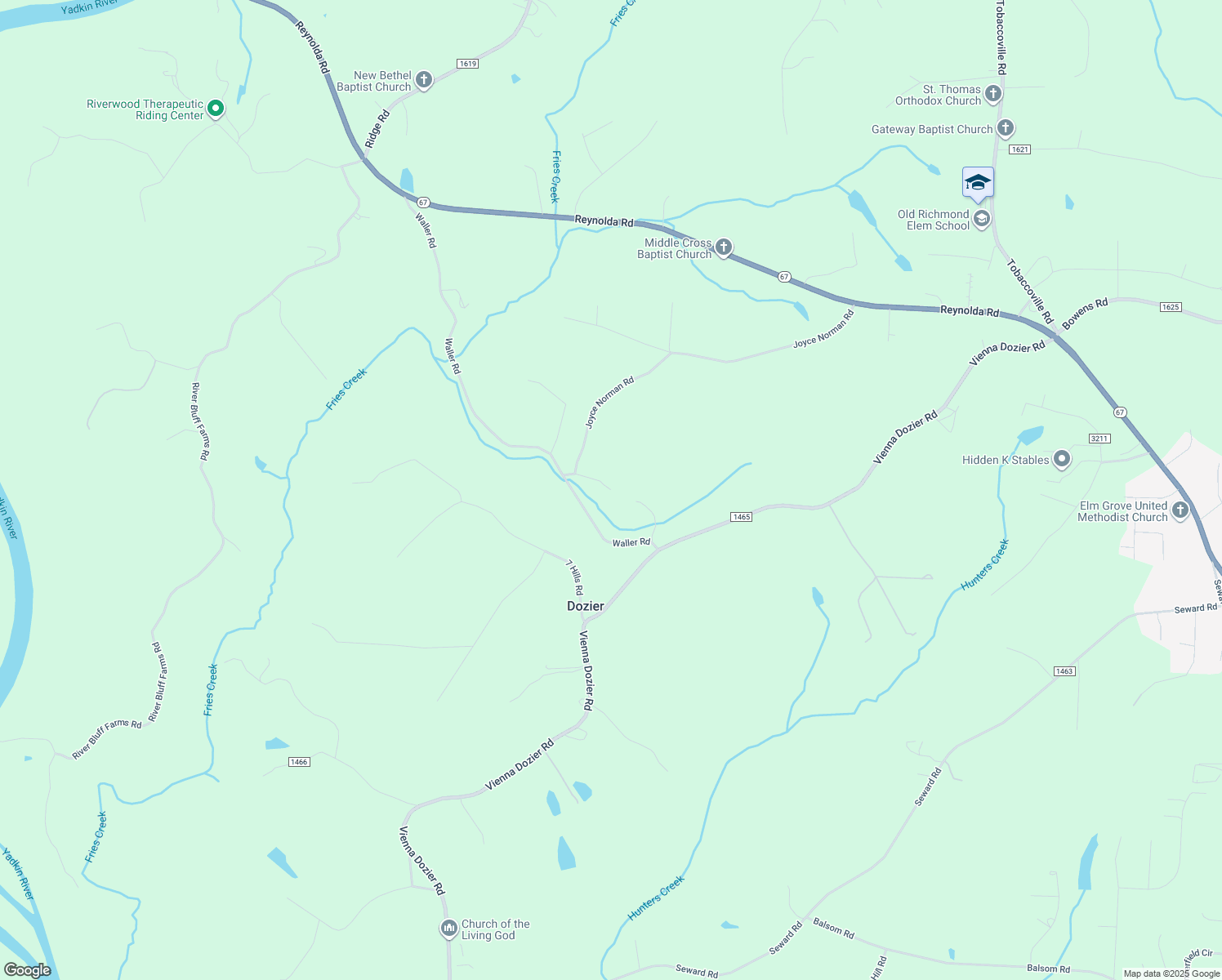 map of restaurants, bars, coffee shops, grocery stores, and more near 5102 Vogler Road in Pfafftown