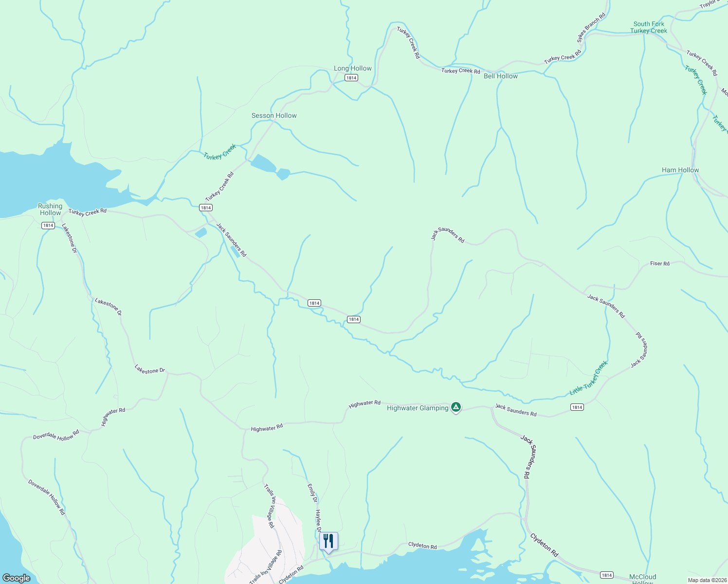 map of restaurants, bars, coffee shops, grocery stores, and more near 4227 County Highway 1814 in Waverly
