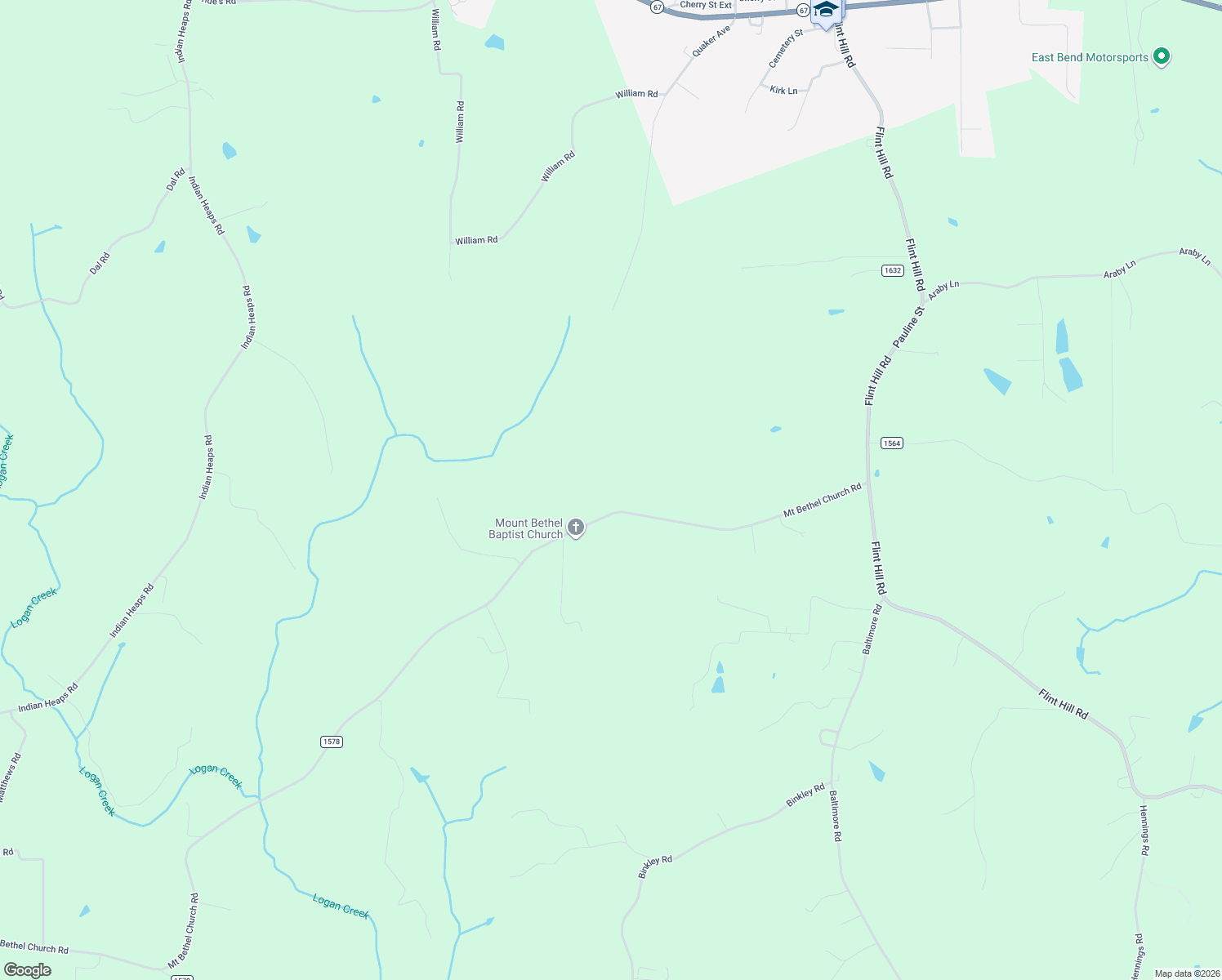 map of restaurants, bars, coffee shops, grocery stores, and more near 4405 Mount Bethel Church Road in East Bend