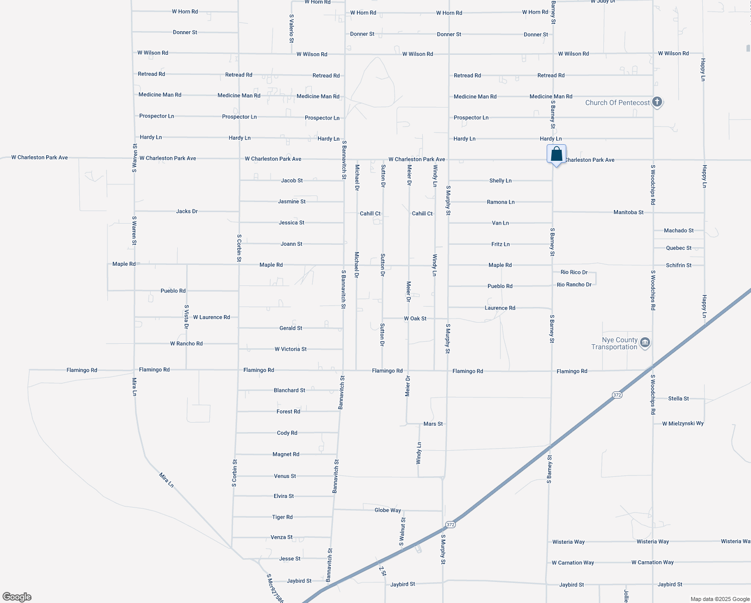 map of restaurants, bars, coffee shops, grocery stores, and more near 1670 Sutton Drive in Pahrump