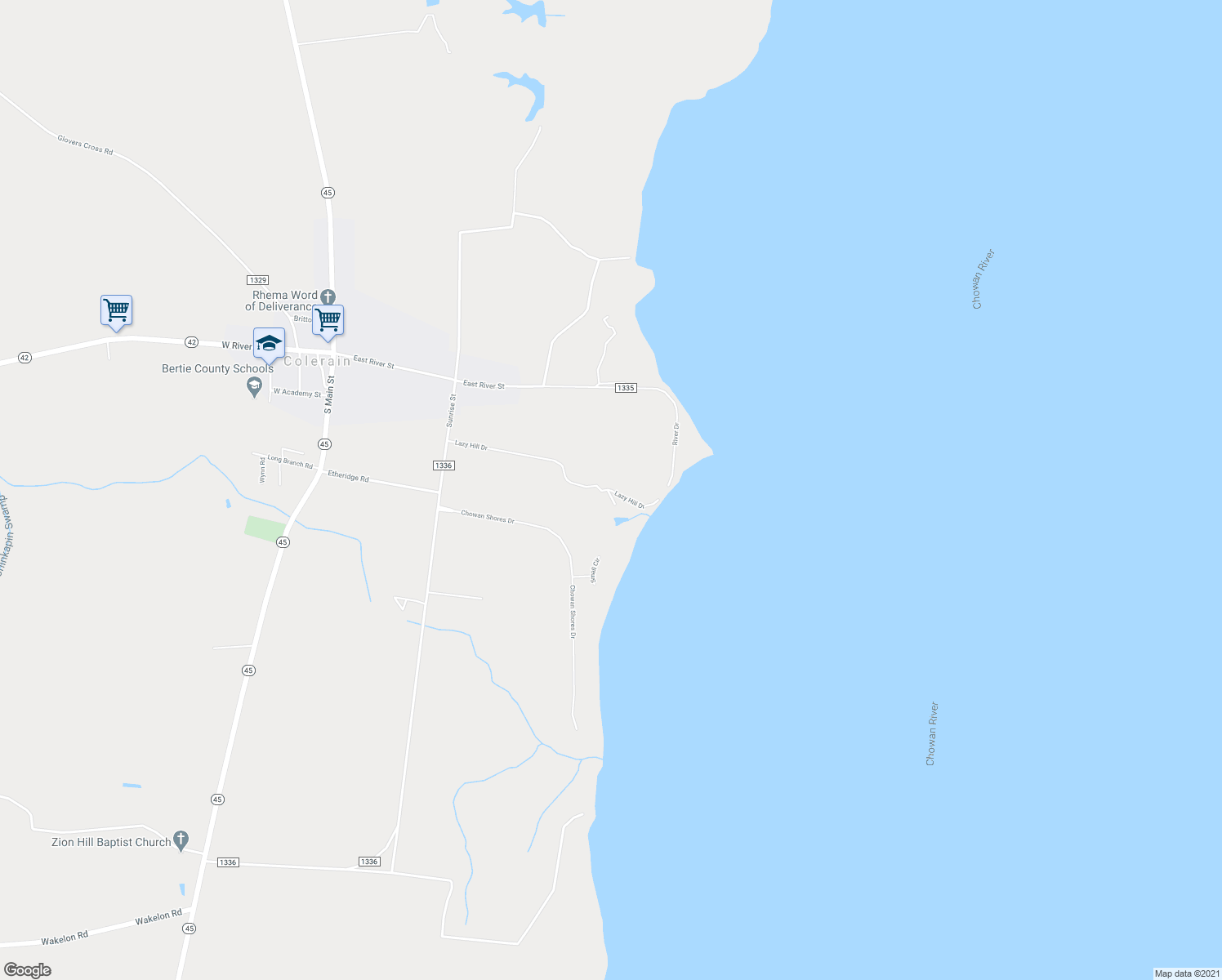 map of restaurants, bars, coffee shops, grocery stores, and more near 206 Lazy Hill Drive in Colerain