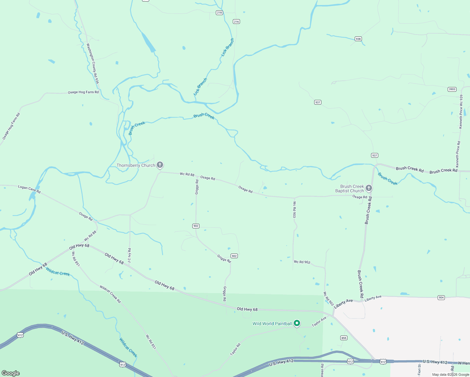 map of restaurants, bars, coffee shops, grocery stores, and more near 14560 Osage Road in Springdale