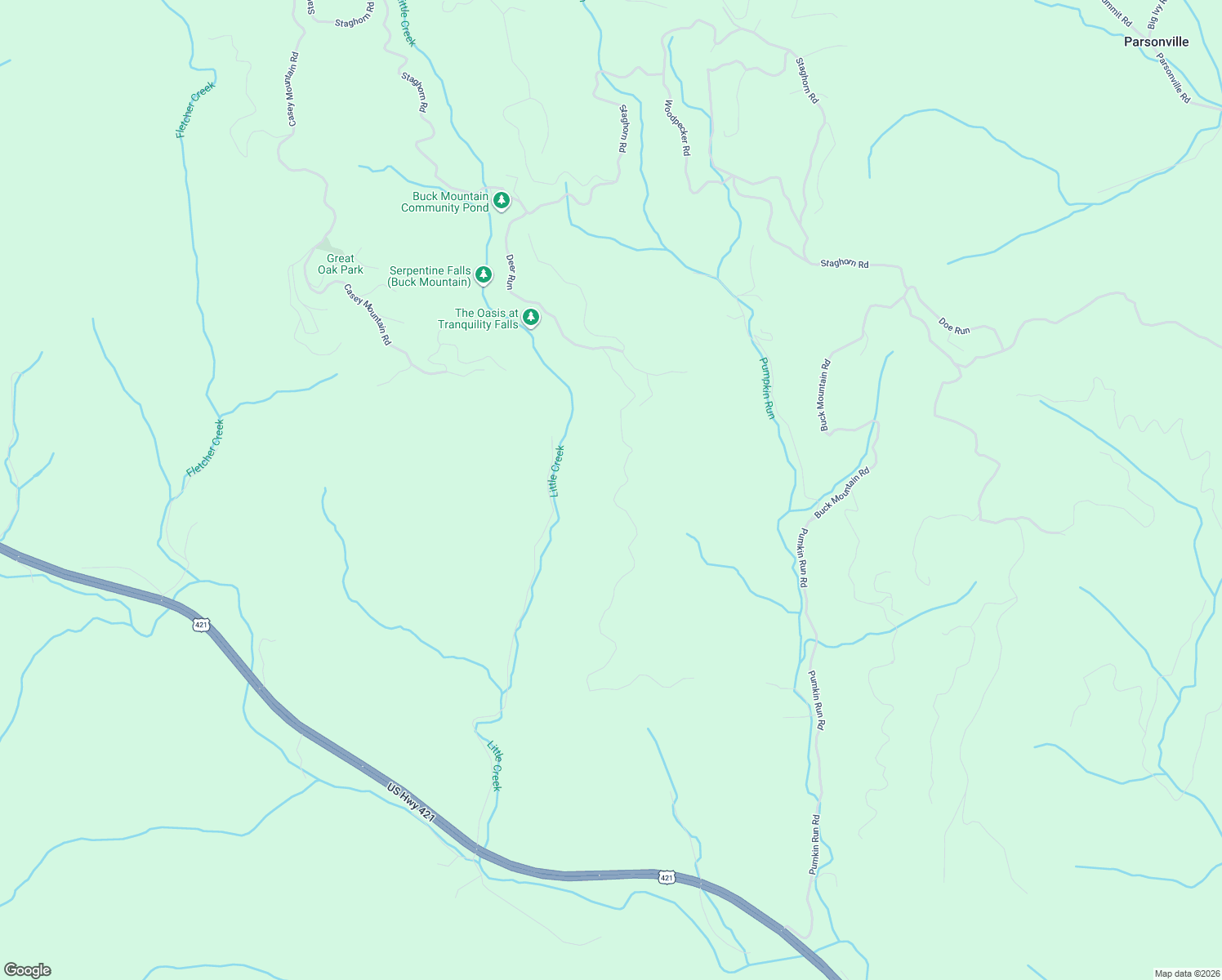 map of restaurants, bars, coffee shops, grocery stores, and more near 1564 Deer Run in Purlear