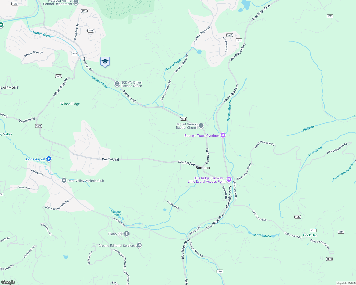 map of restaurants, bars, coffee shops, grocery stores, and more near 101-311 Lillie Road in Boone