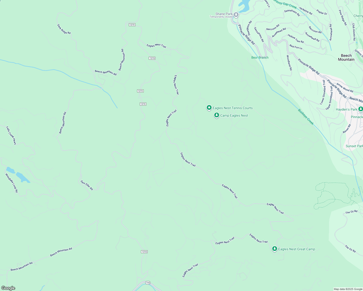 map of restaurants, bars, coffee shops, grocery stores, and more near Eagles Nest Trail in Avery County