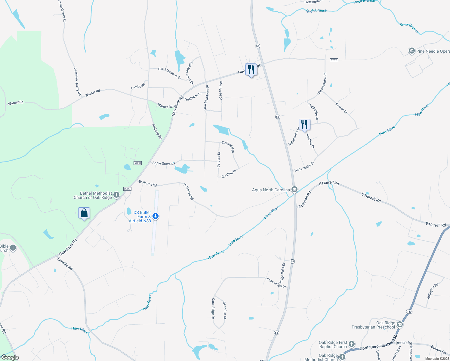 map of restaurants, bars, coffee shops, grocery stores, and more near 8137 Riesling Drive in Kernersville