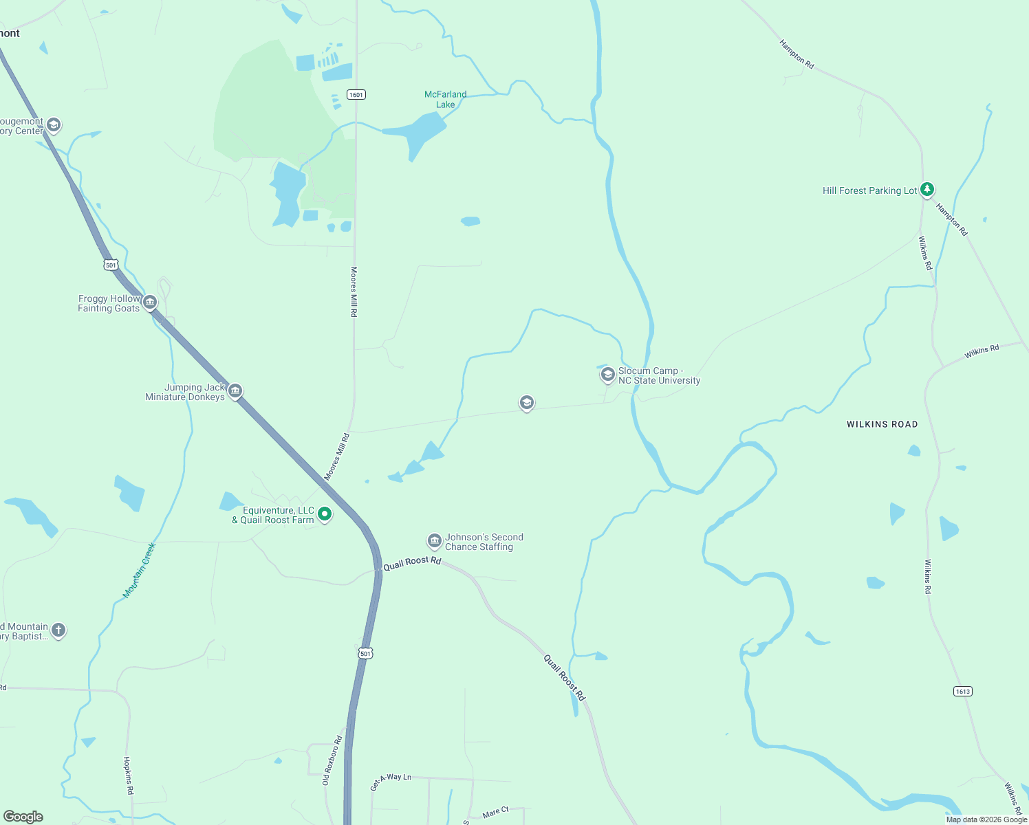 map of restaurants, bars, coffee shops, grocery stores, and more near 1403 Moores Mill Road in Rougemont