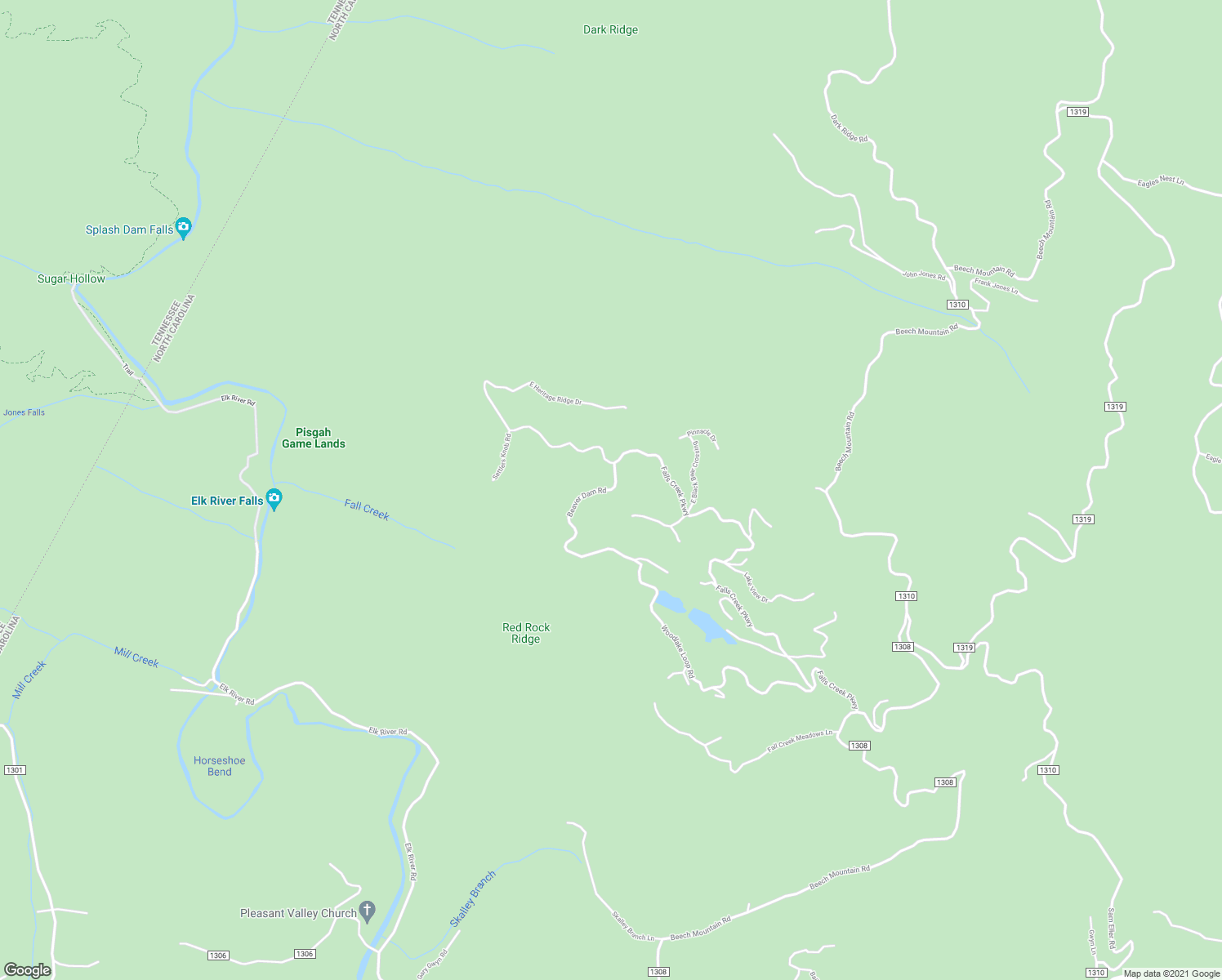 map of restaurants, bars, coffee shops, grocery stores, and more near Beaver Dam Road in Elk Park