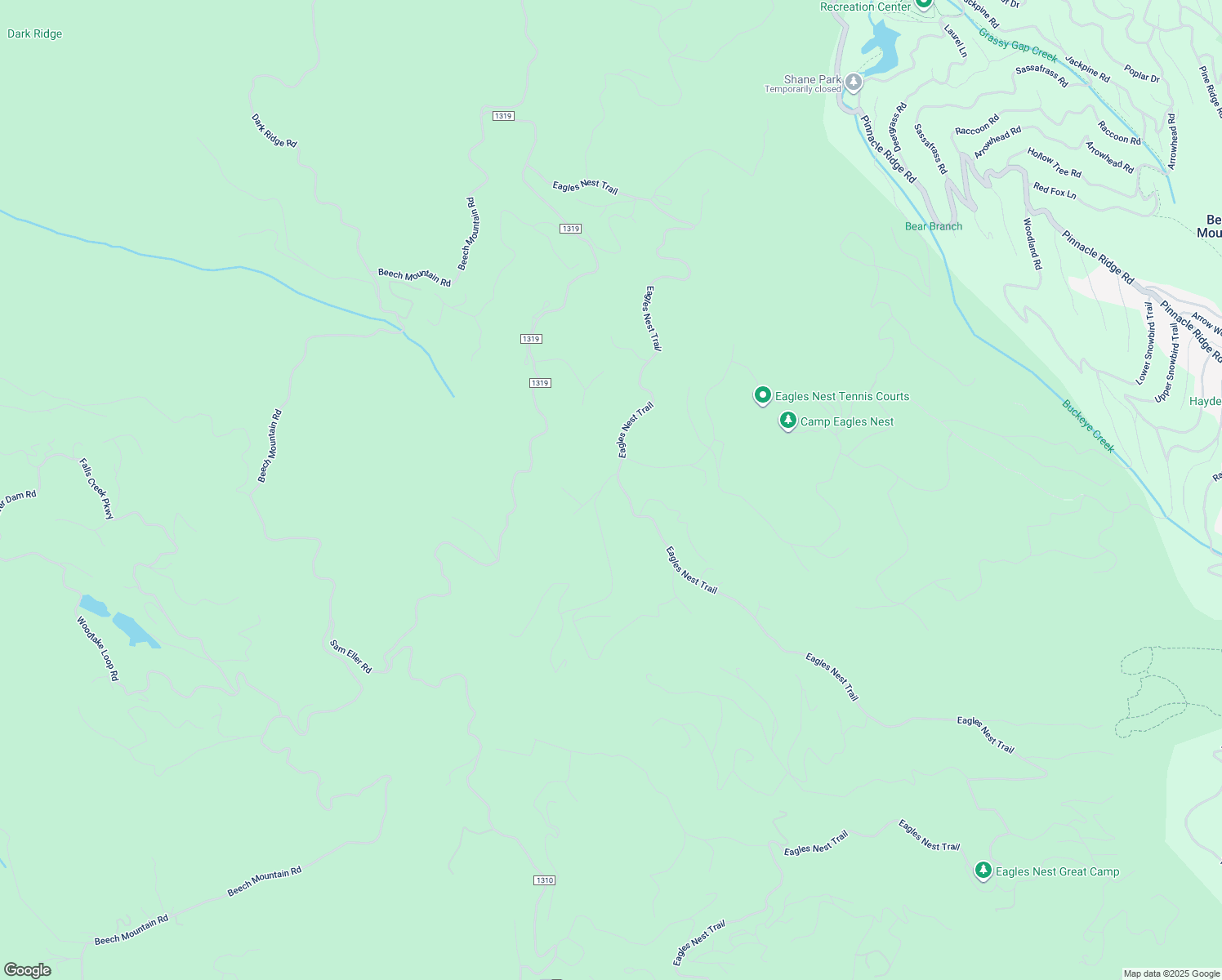 map of restaurants, bars, coffee shops, grocery stores, and more near Eagles Nest Trail in Avery County
