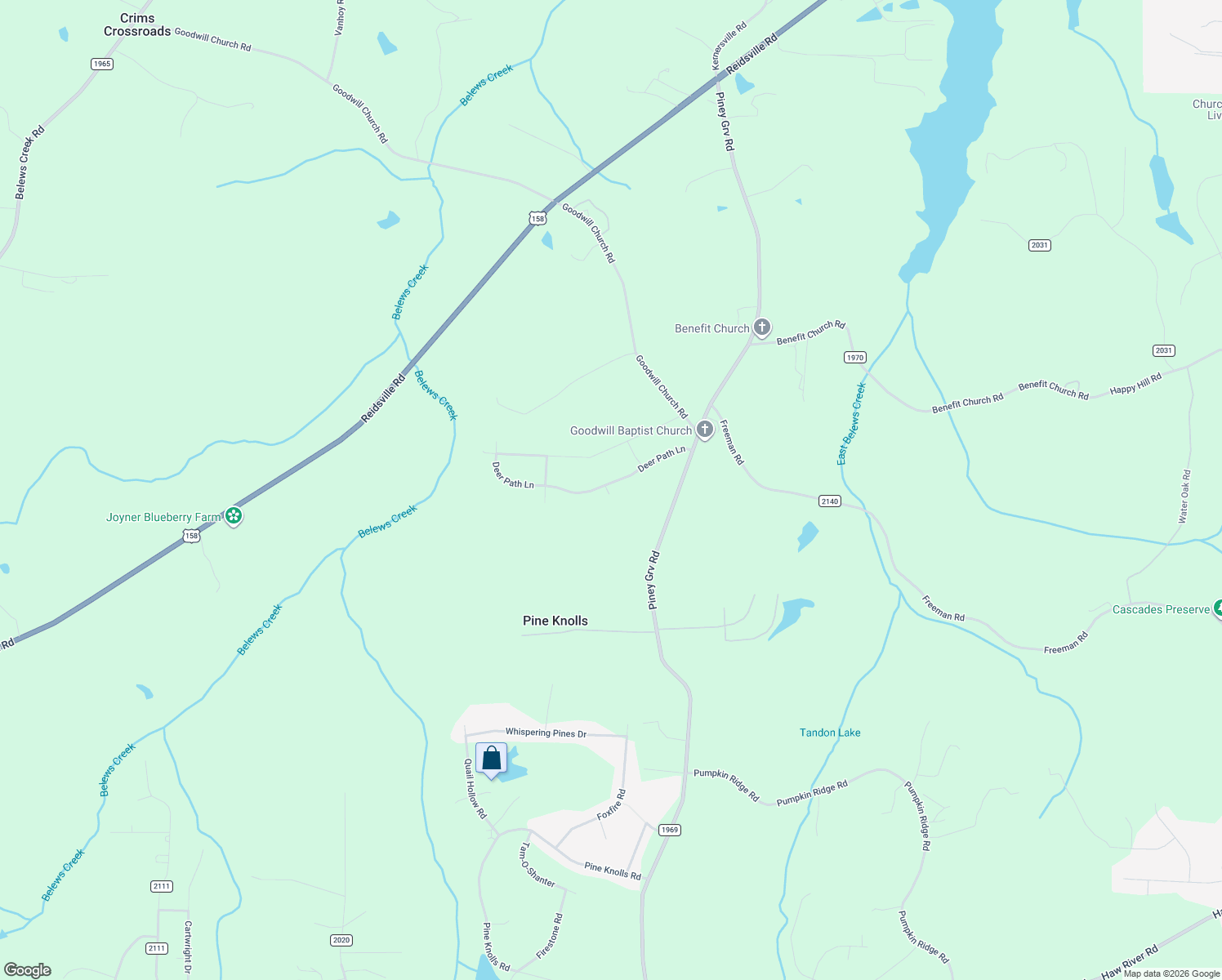 map of restaurants, bars, coffee shops, grocery stores, and more near 9349 Deer Path Lane in Kernersville