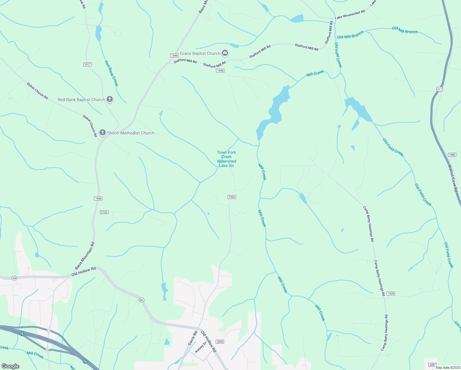 map of restaurants, bars, coffee shops, grocery stores, and more near 5820 Davis Road in Walkertown