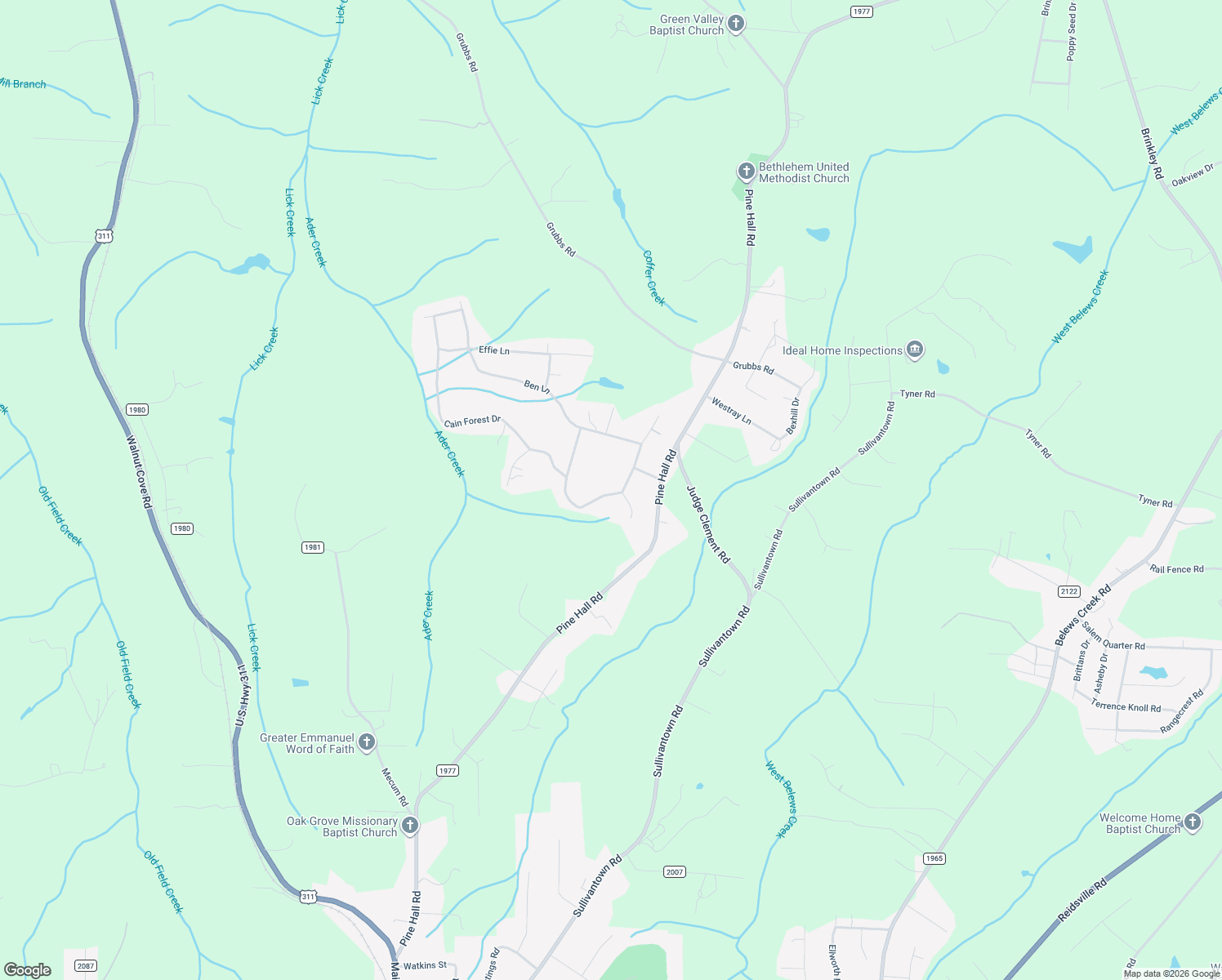 map of restaurants, bars, coffee shops, grocery stores, and more near 4882 Oak Branch Lane in Walkertown