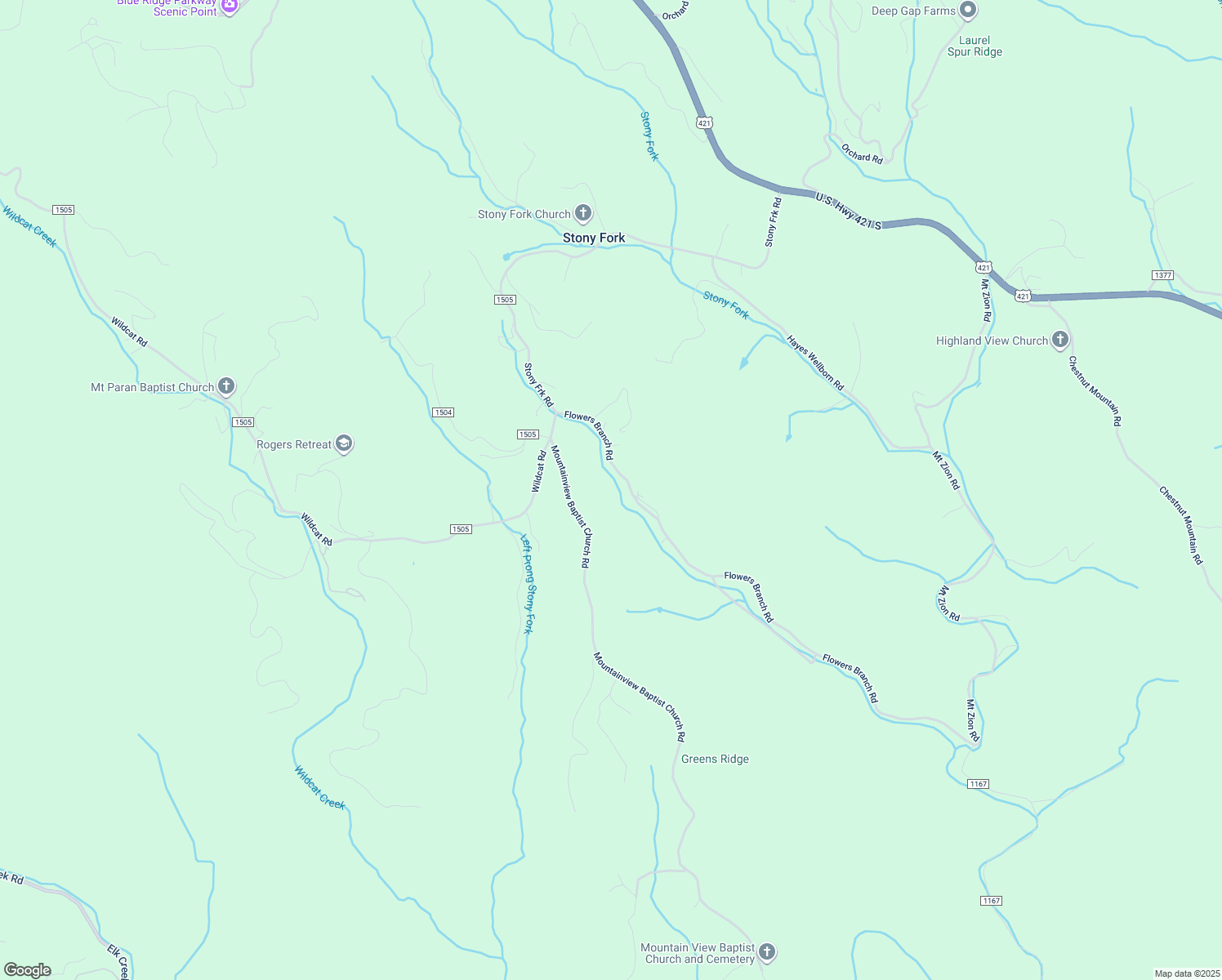 map of restaurants, bars, coffee shops, grocery stores, and more near 419 Flowers Branch Road in Watauga County