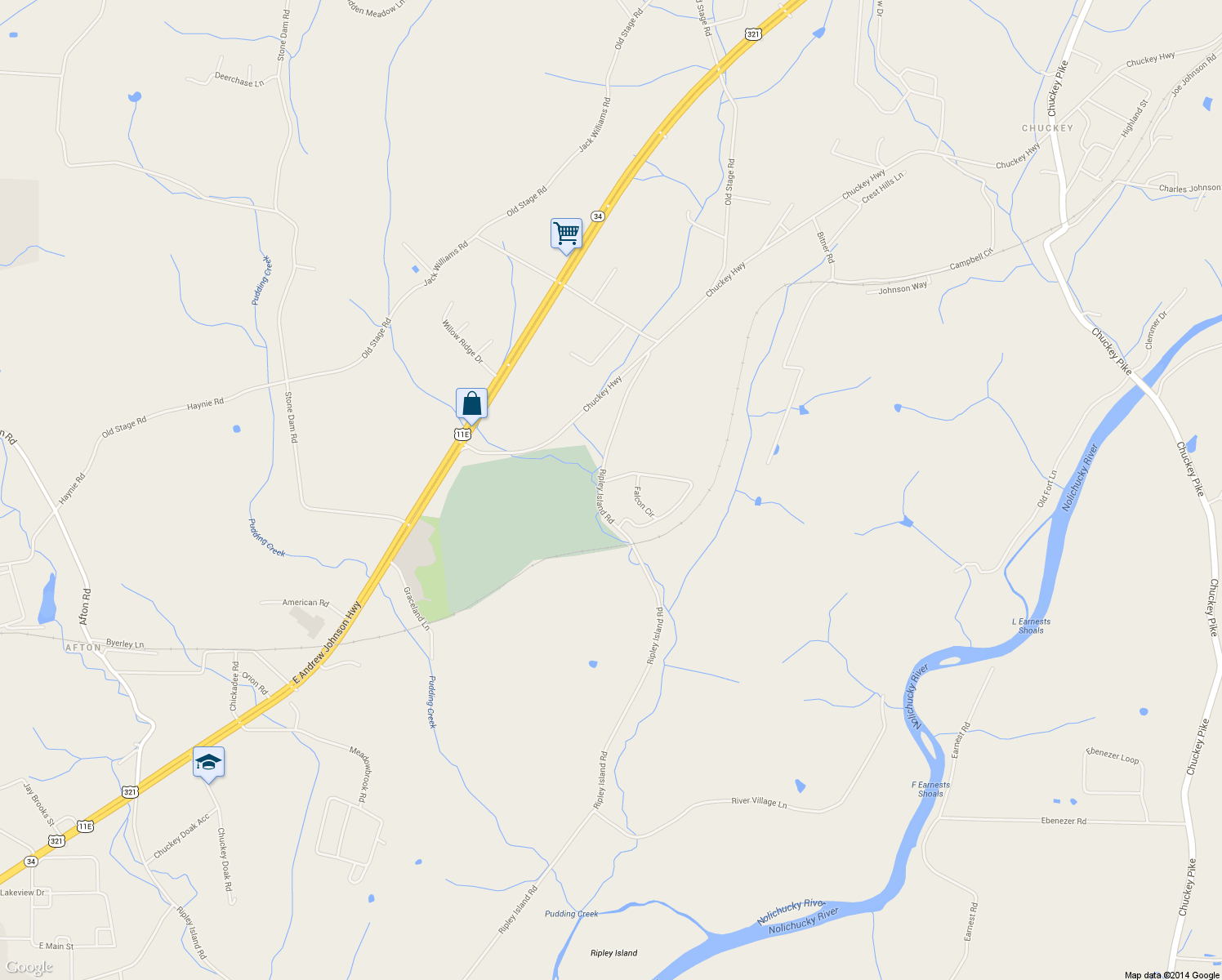 map of restaurants, bars, coffee shops, grocery stores, and more near 3270 Ripley Island Road in Afton