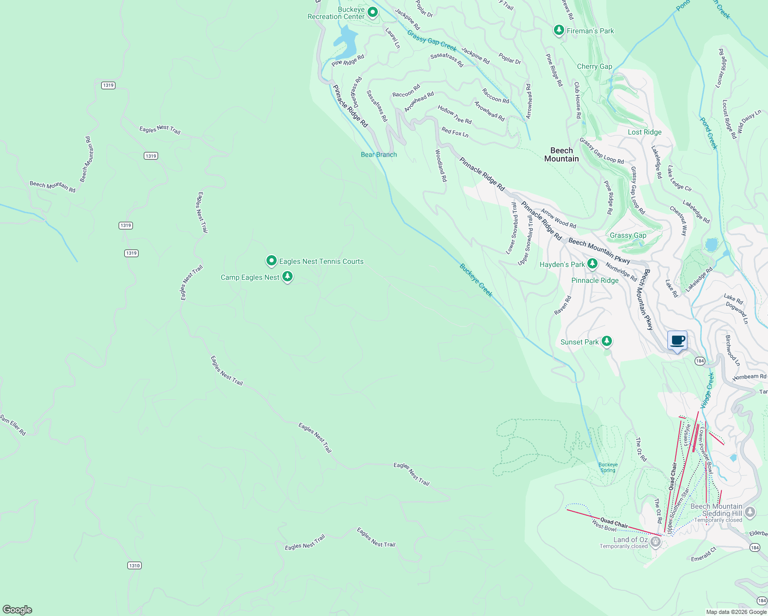 map of restaurants, bars, coffee shops, grocery stores, and more near 2605 Beech Mountain Parkway in Banner Elk