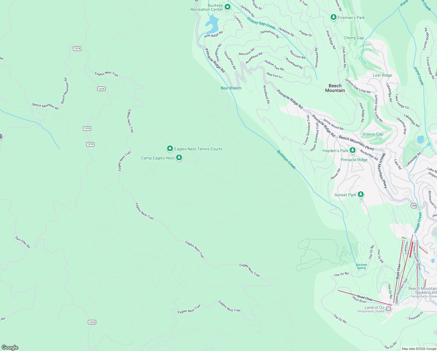 map of restaurants, bars, coffee shops, grocery stores, and more near in Beech Mountain
