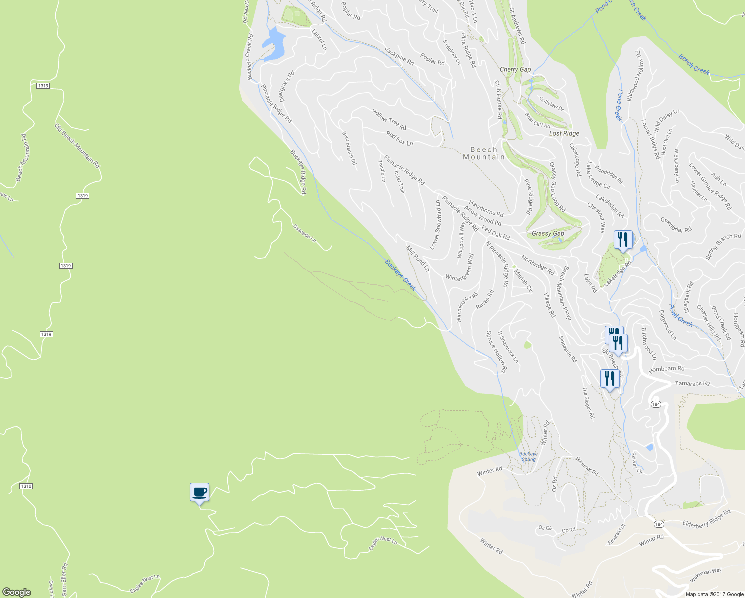 map of restaurants, bars, coffee shops, grocery stores, and more near 61 Windmill Lane in Newland