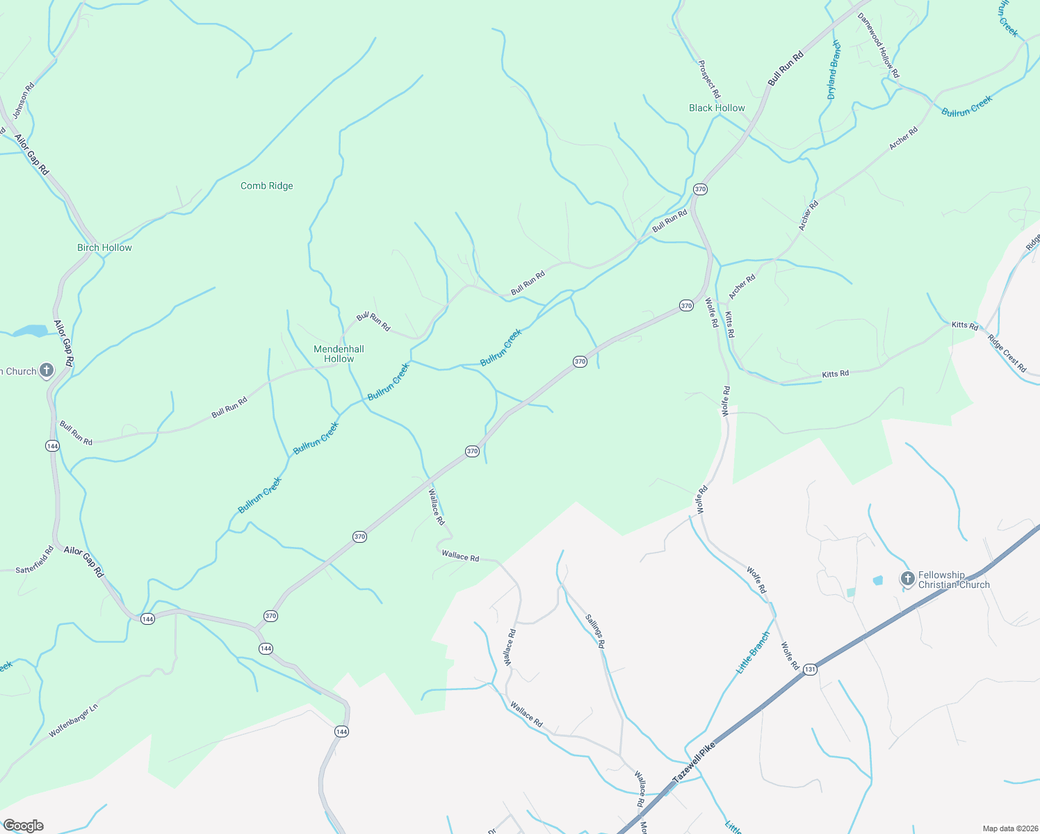 map of restaurants, bars, coffee shops, grocery stores, and more near 392 Tennessee 370 in Luttrell