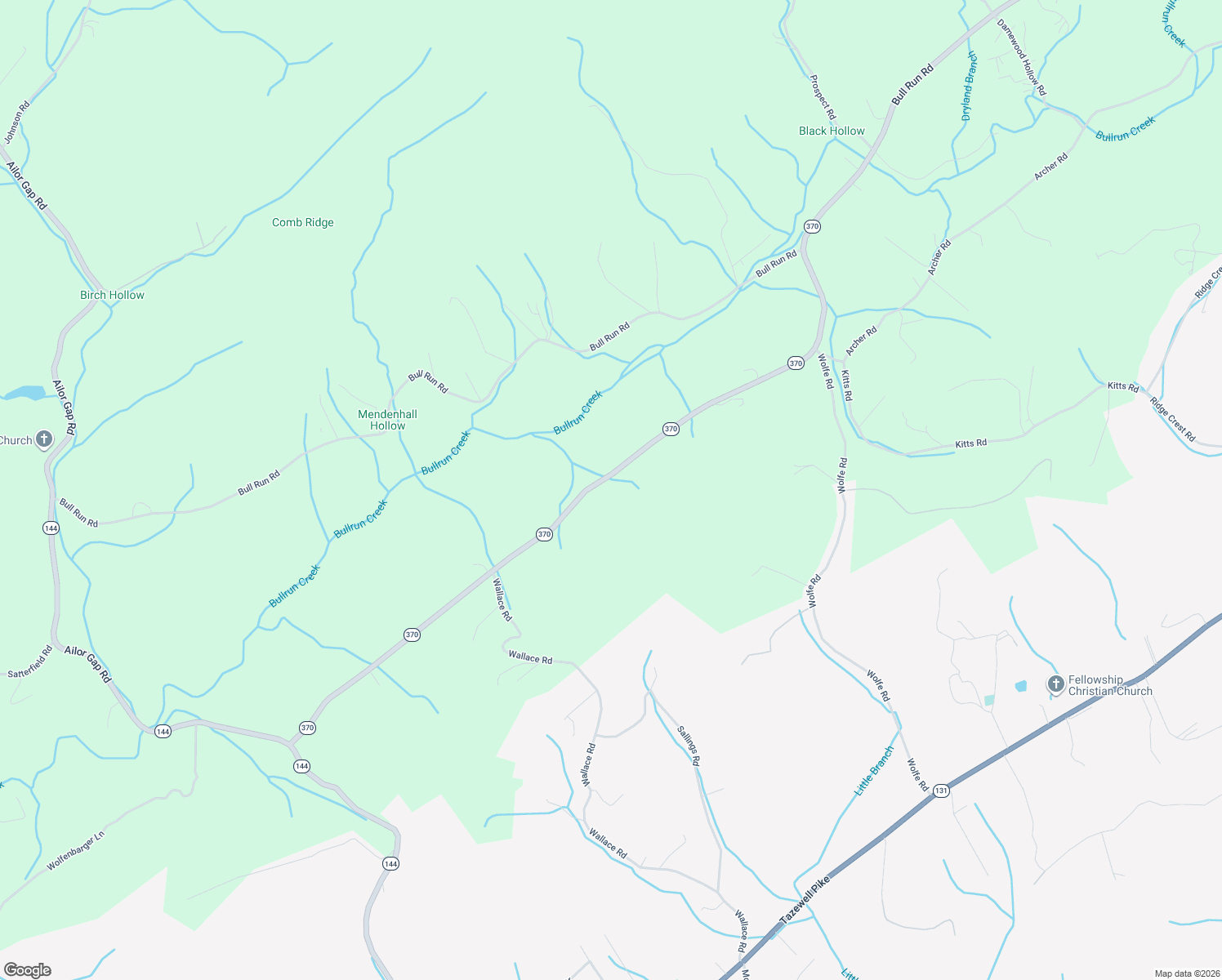 map of restaurants, bars, coffee shops, grocery stores, and more near 392 Tennessee 370 in Luttrell
