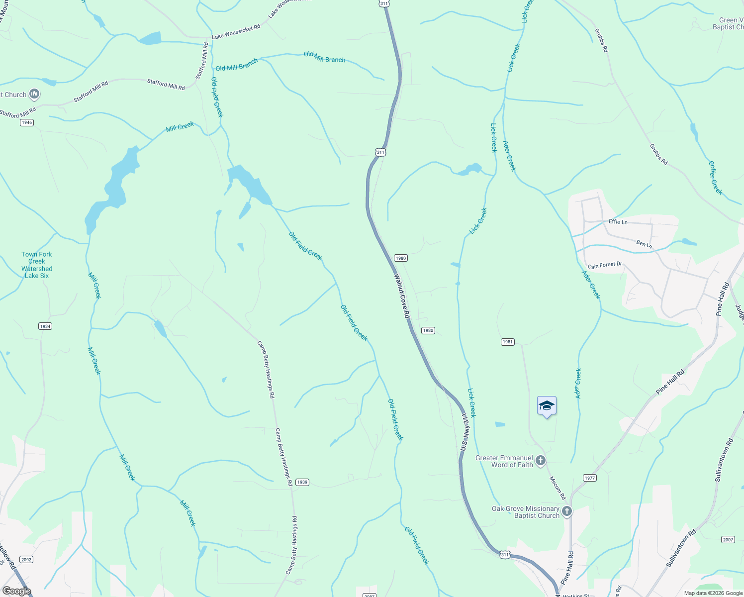 map of restaurants, bars, coffee shops, grocery stores, and more near 6404 Walnut Cove Road in Walkertown