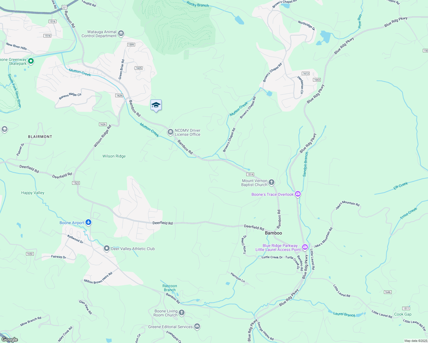 map of restaurants, bars, coffee shops, grocery stores, and more near 209 Gable Farm Road in Boone